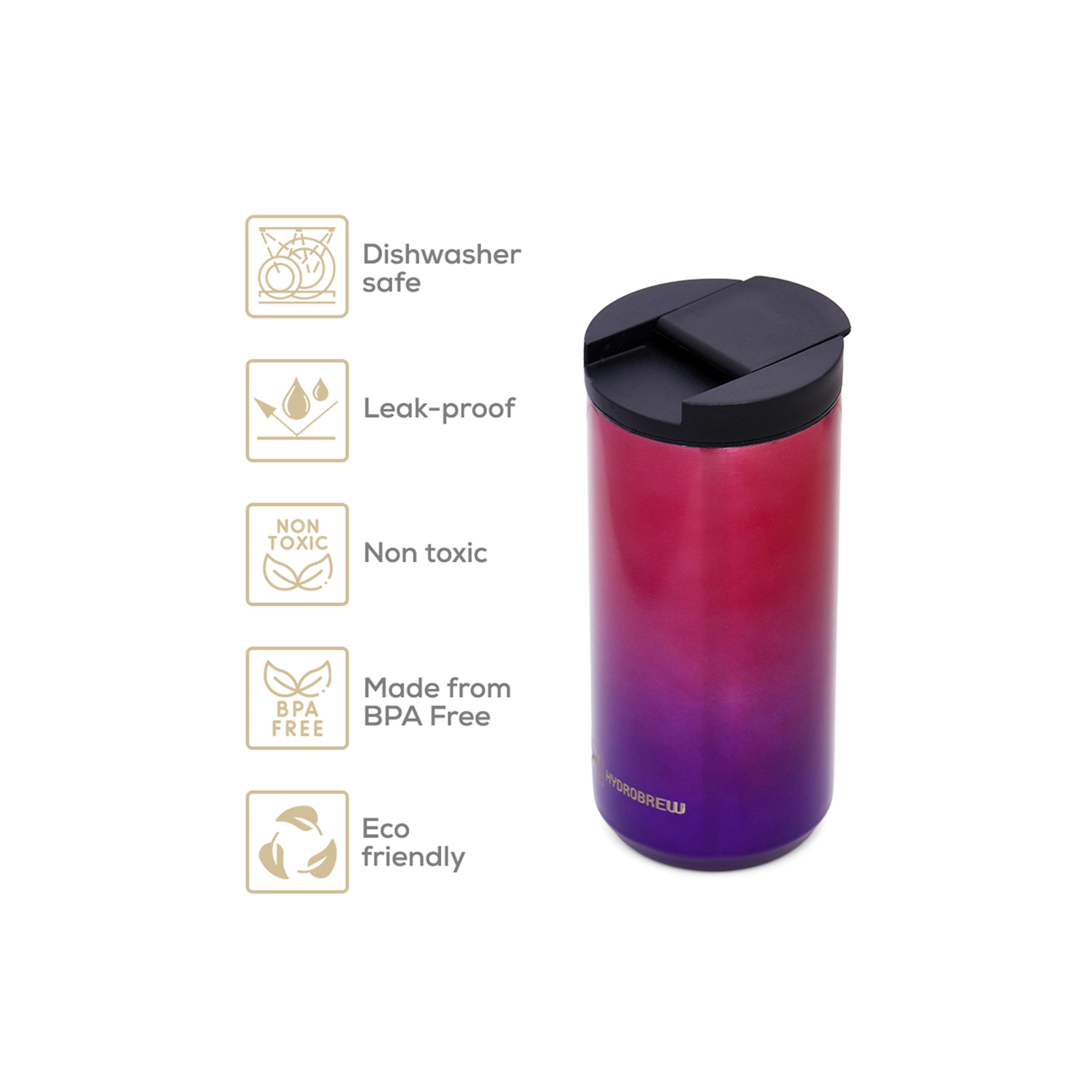 HYDROBREW Insulated Tumbler Water Bottle, Chrome, 400ml-school-waterbottles-image-3