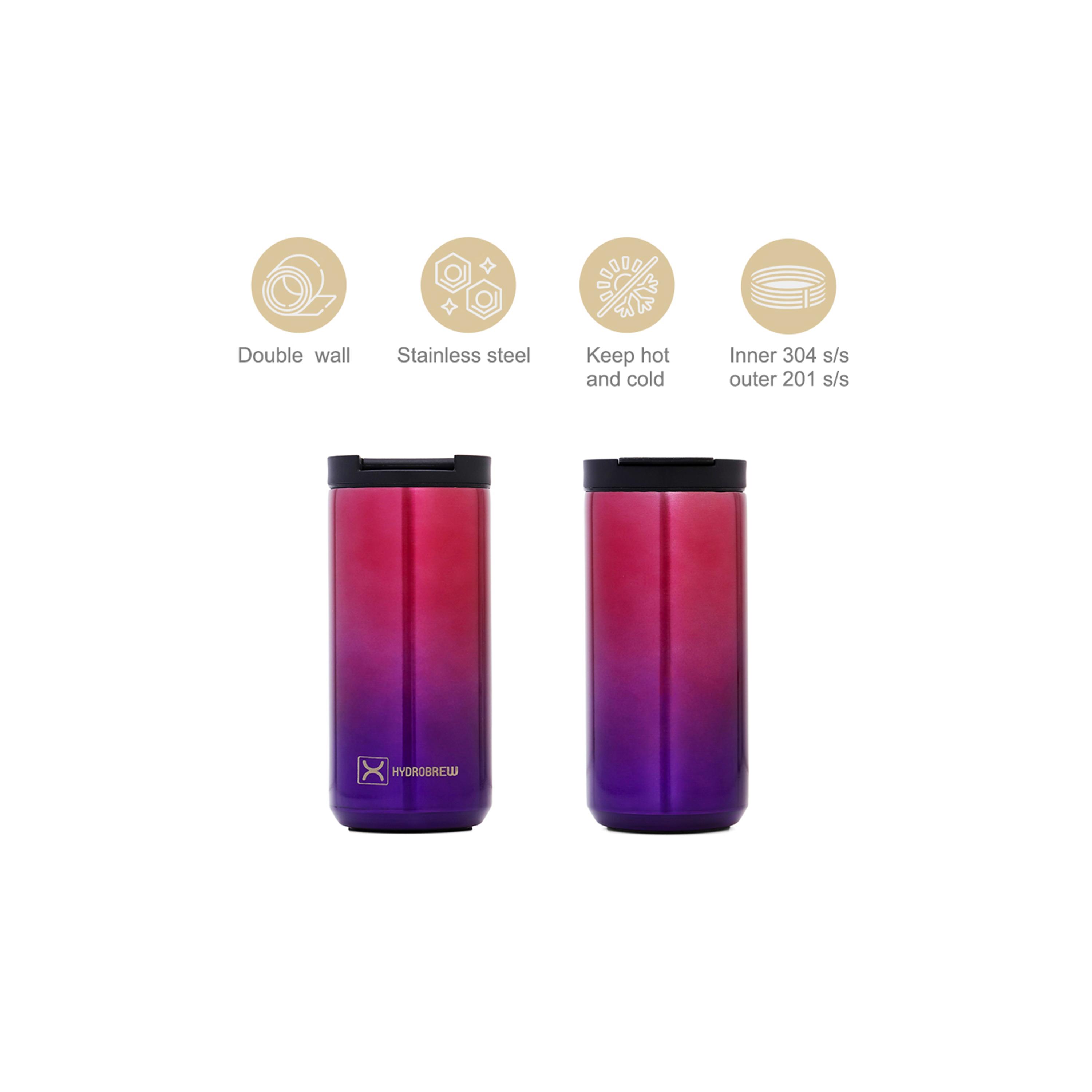 HYDROBREW Insulated Tumbler Water Bottle, Chrome, 400ml-school-waterbottles-image-5