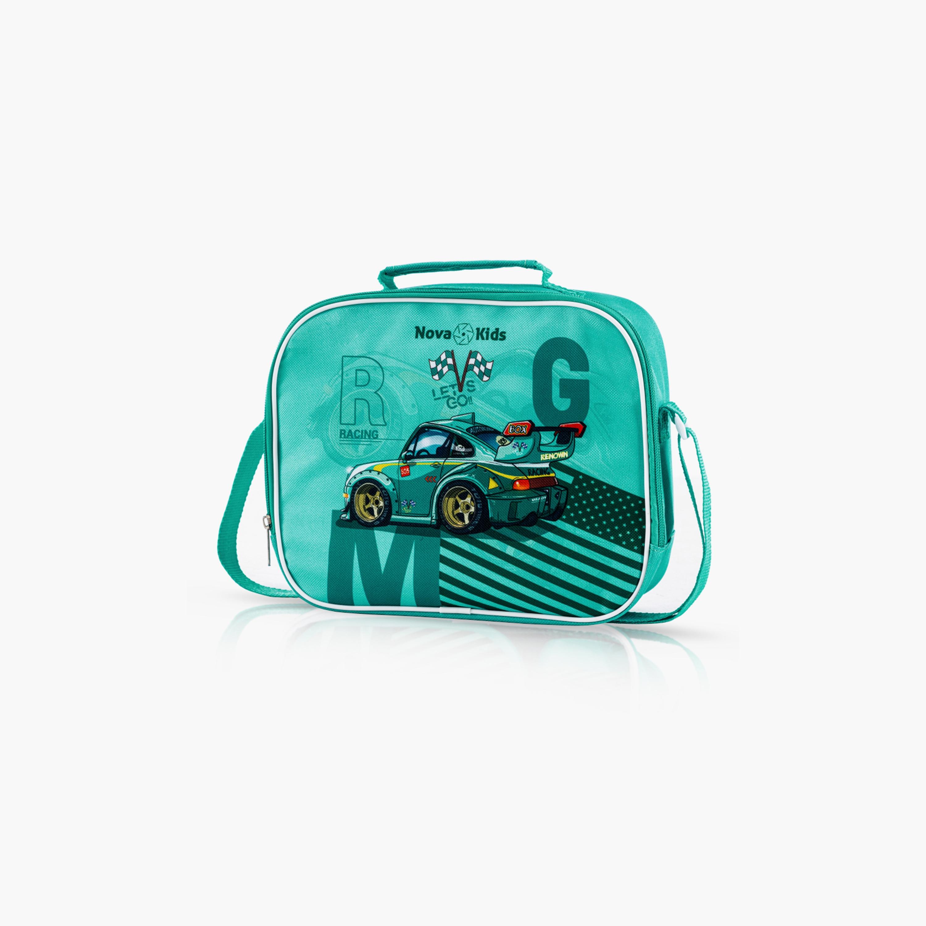 Nova Kids Lunch & Water Bottle with Lunch Bag, Racing, Green-school-lunchessentials-lunchbags-image-4