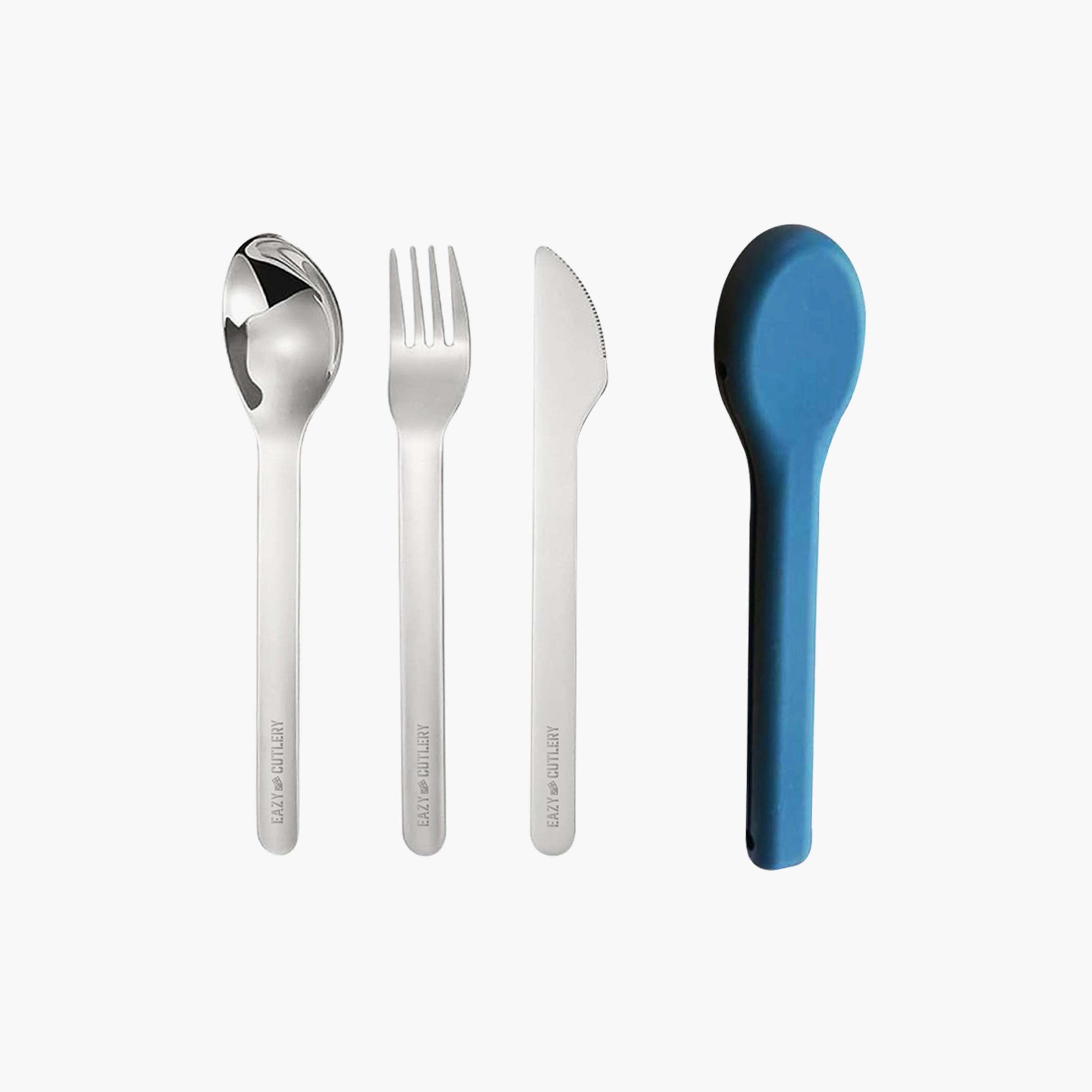 Eazy Kids Spoon, Fork & Knife with Silicone Case Cutlery Set -baby-feeding-mealtimeessentials-image-1