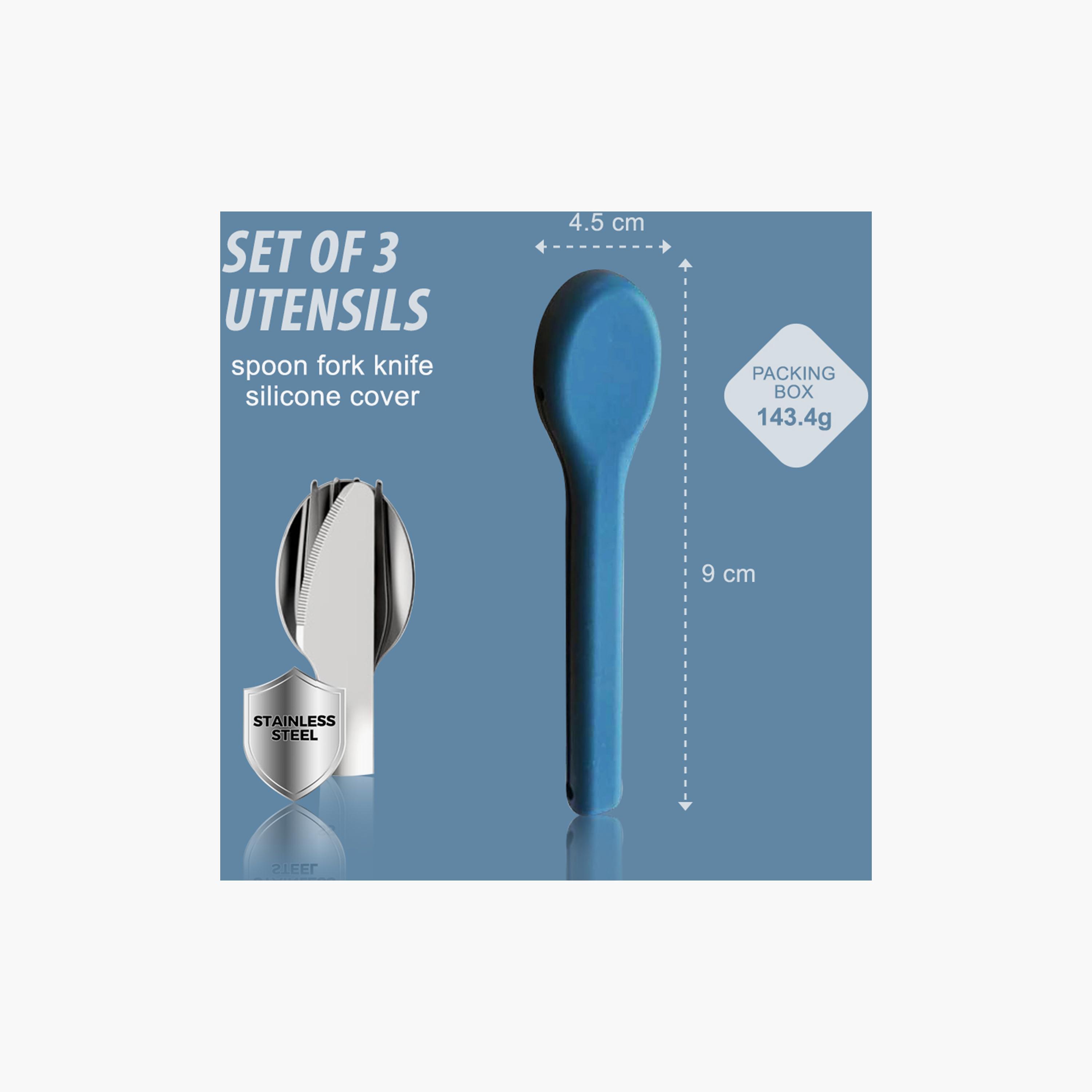 Eazy Kids Spoon, Fork & Knife with Silicone Case Cutlery Set -baby-feeding-mealtimeessentials-image-4