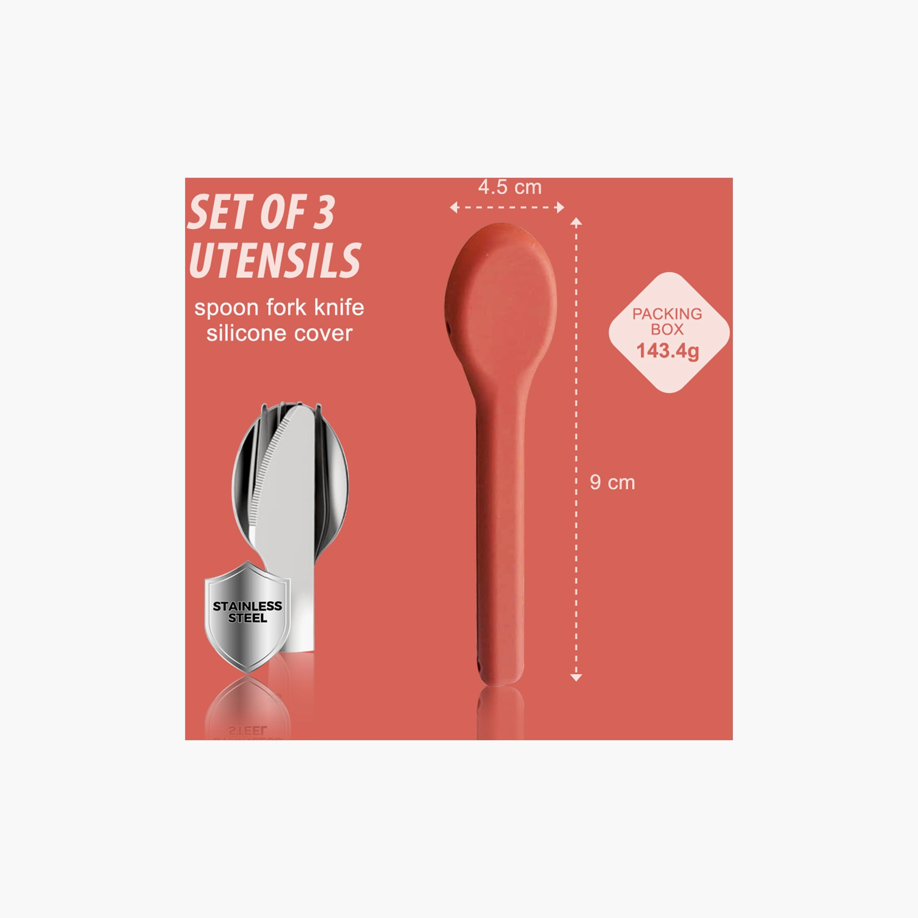 Eazy Kids Spoon, Fork & Knife with Silicone Case Cutlery Set -baby-feeding-mealtimeessentials-image-4