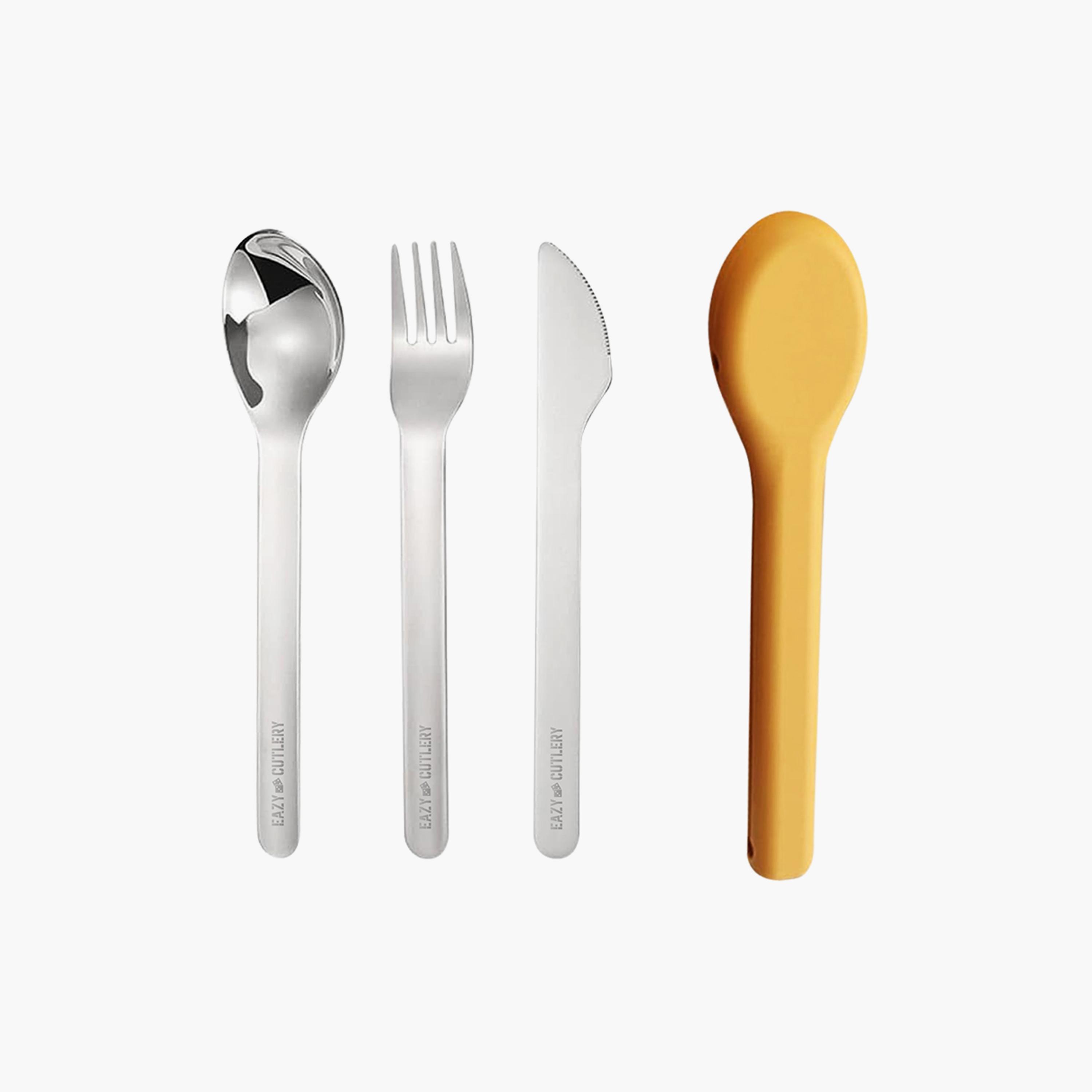 Eazy Kids Spoon, Fork & Knife with Silicone Case Cutlery Set -baby-feeding-mealtimeessentials-image-1