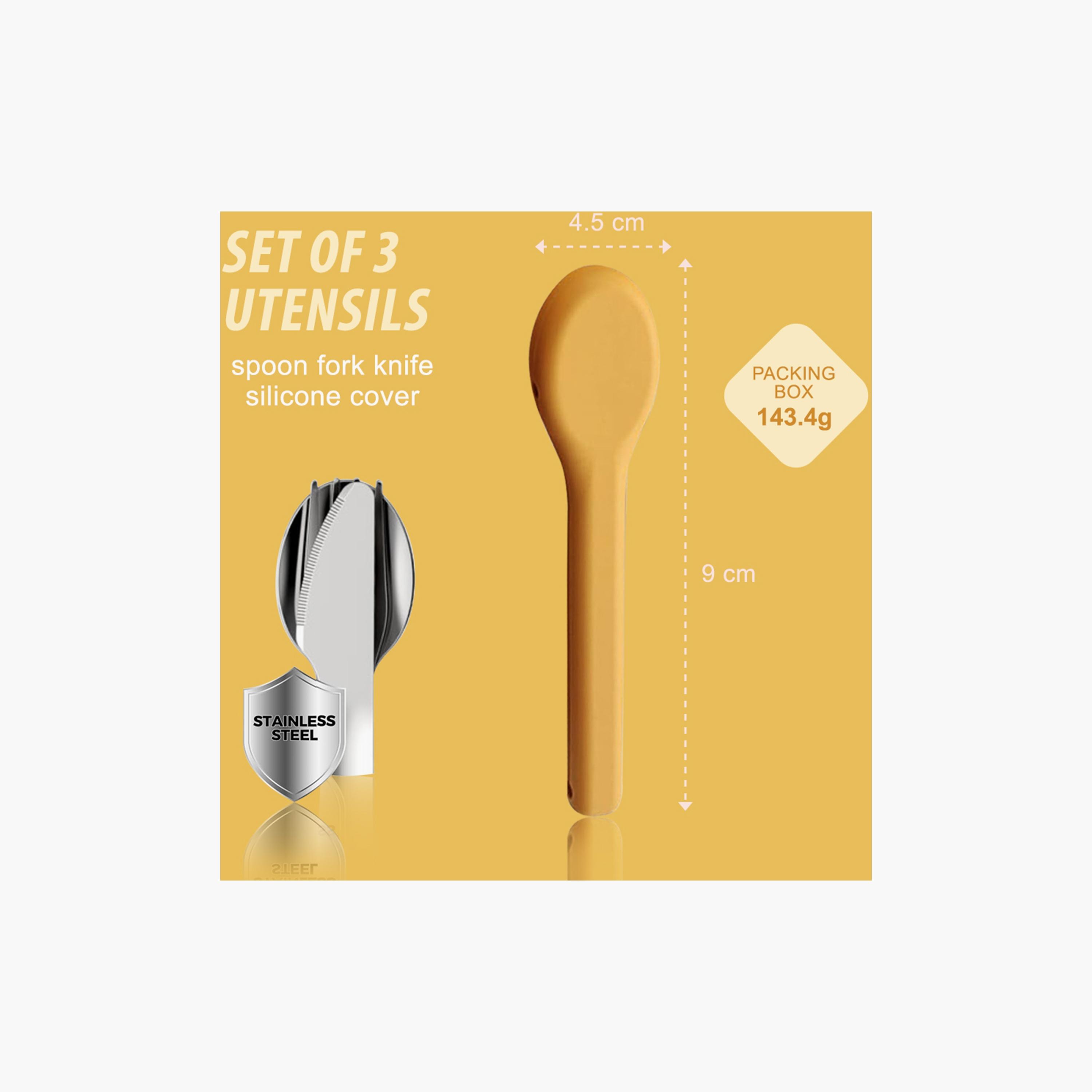 Eazy Kids Spoon, Fork & Knife with Silicone Case Cutlery Set -baby-feeding-mealtimeessentials-image-4