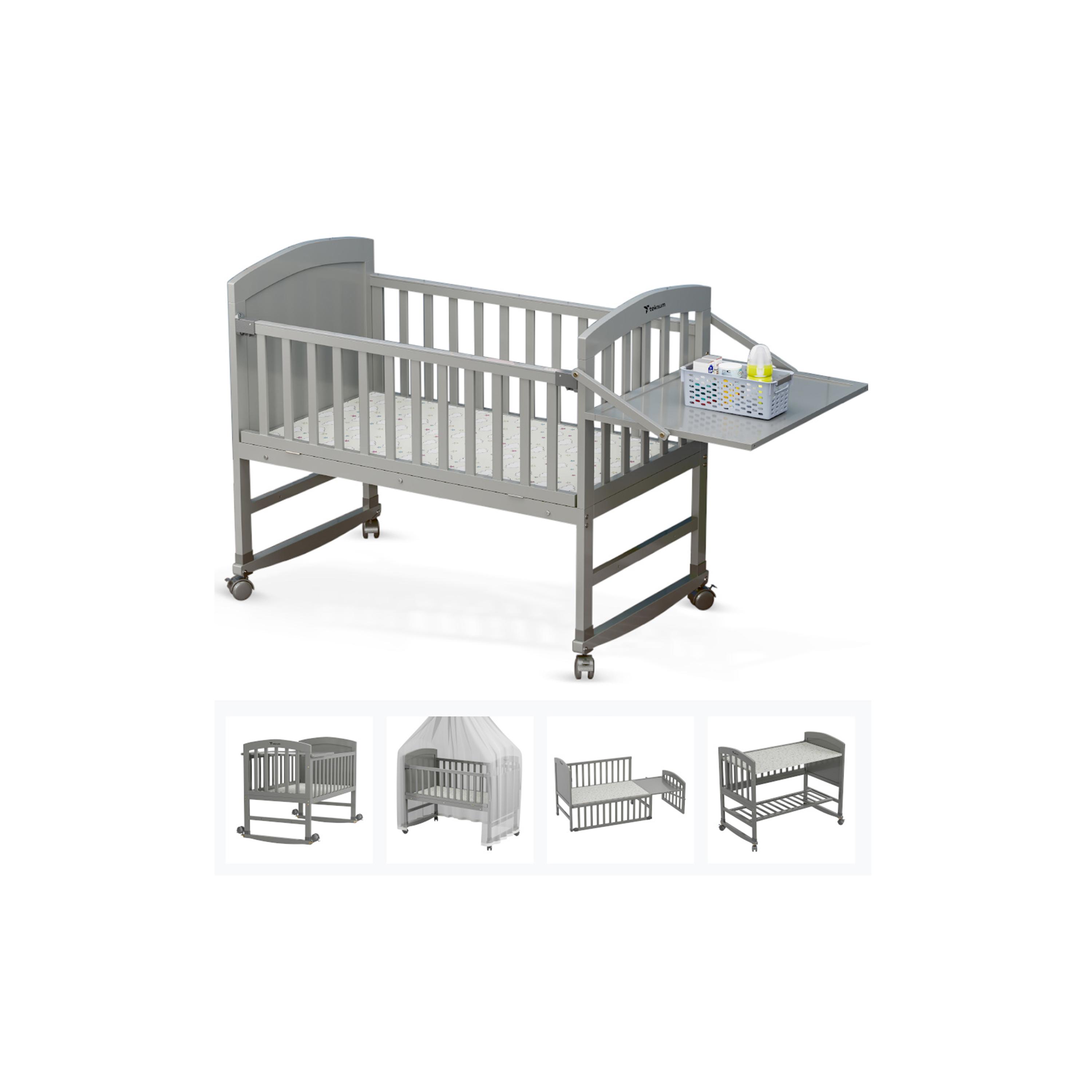 Teknum 7-in-1 Convertible Bed with Mattress, Mosquito Net & Detachable Wheels-baby-nursery-furniture-cribsandbeds-babycribs-image-1