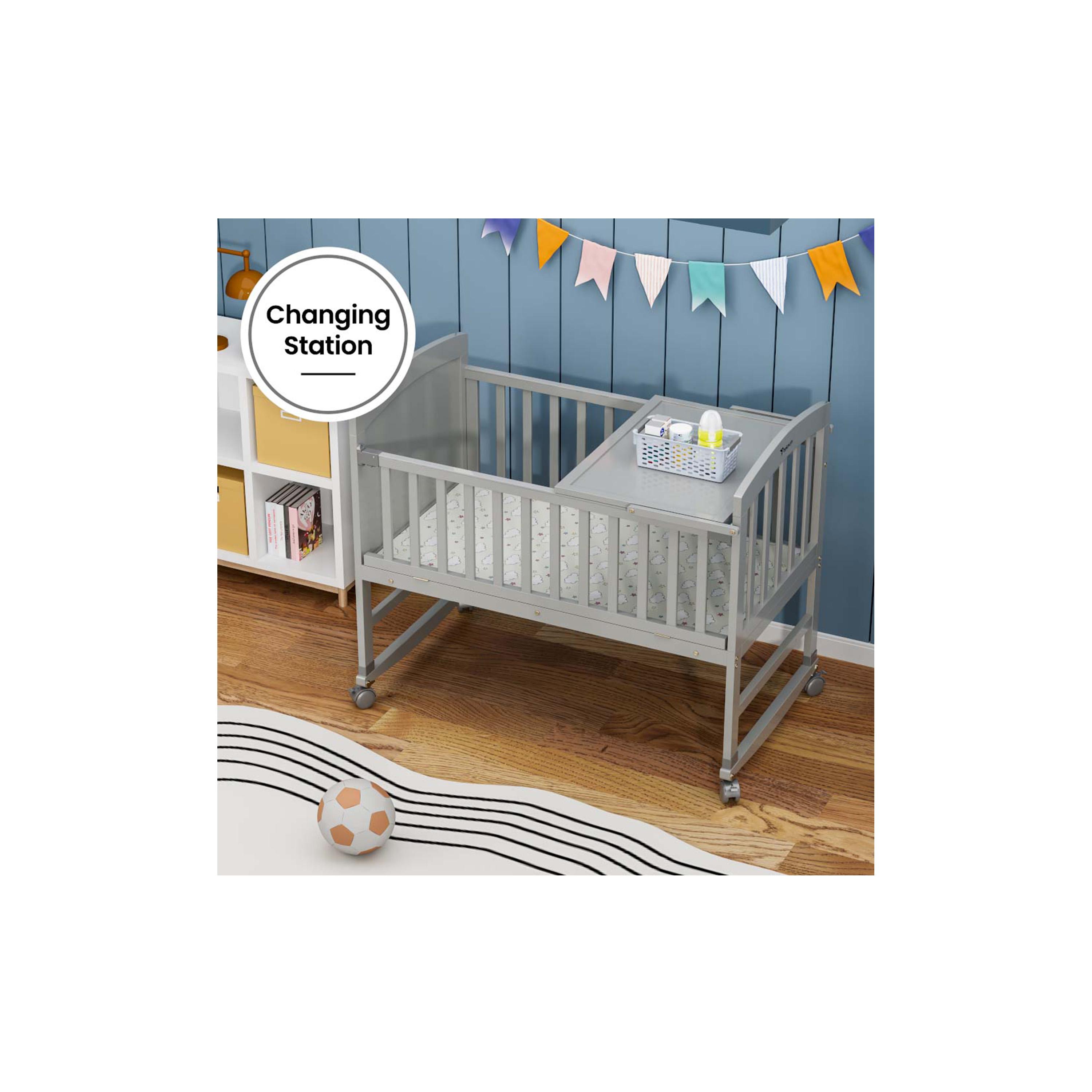 Teknum 7-in-1 Convertible Bed with Mattress, Mosquito Net & Detachable Wheels-baby-nursery-furniture-cribsandbeds-babycribs-image-10