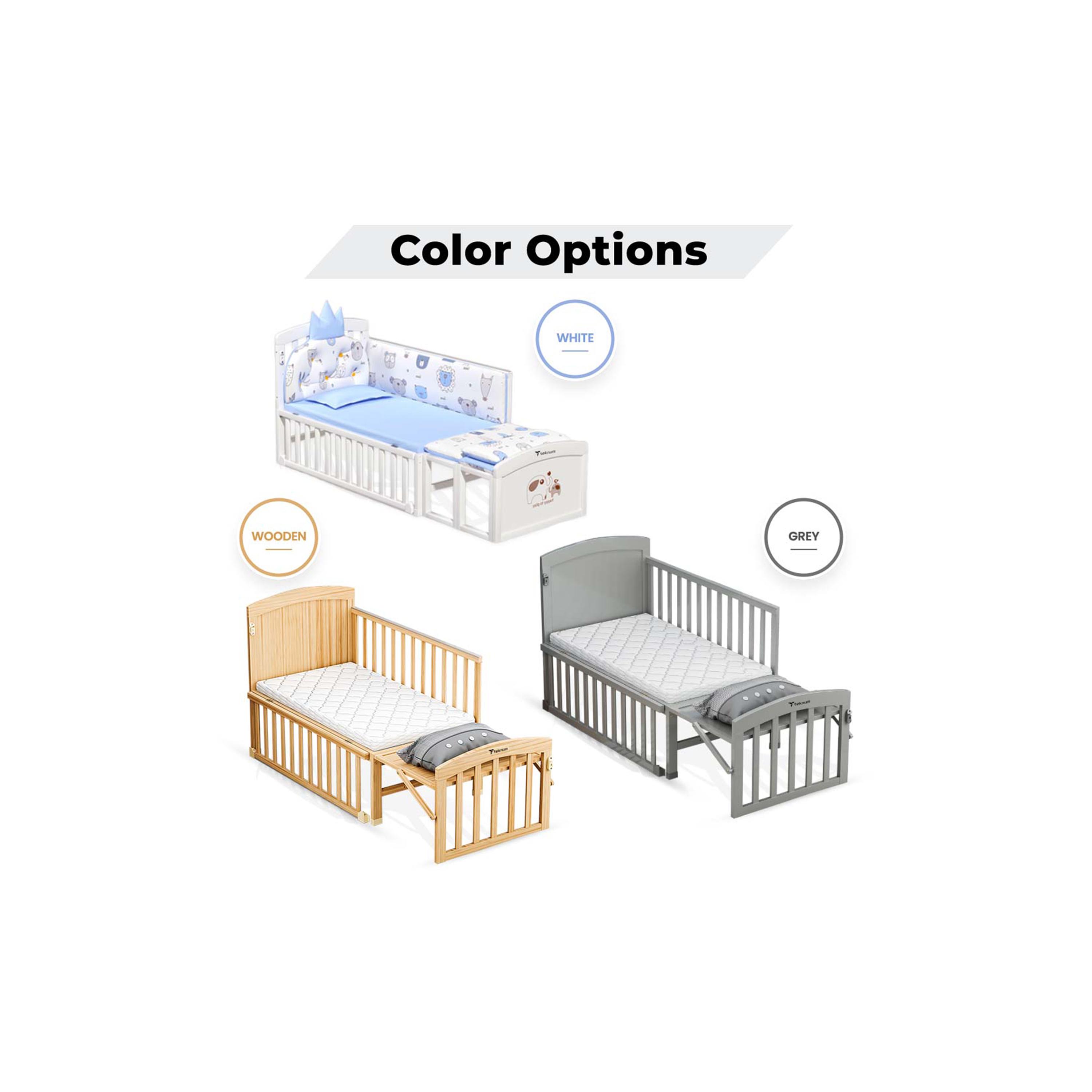 Teknum 7-in-1 Convertible Bed with Mattress, Mosquito Net & Detachable Wheels-baby-nursery-furniture-cribsandbeds-babycribs-image-3