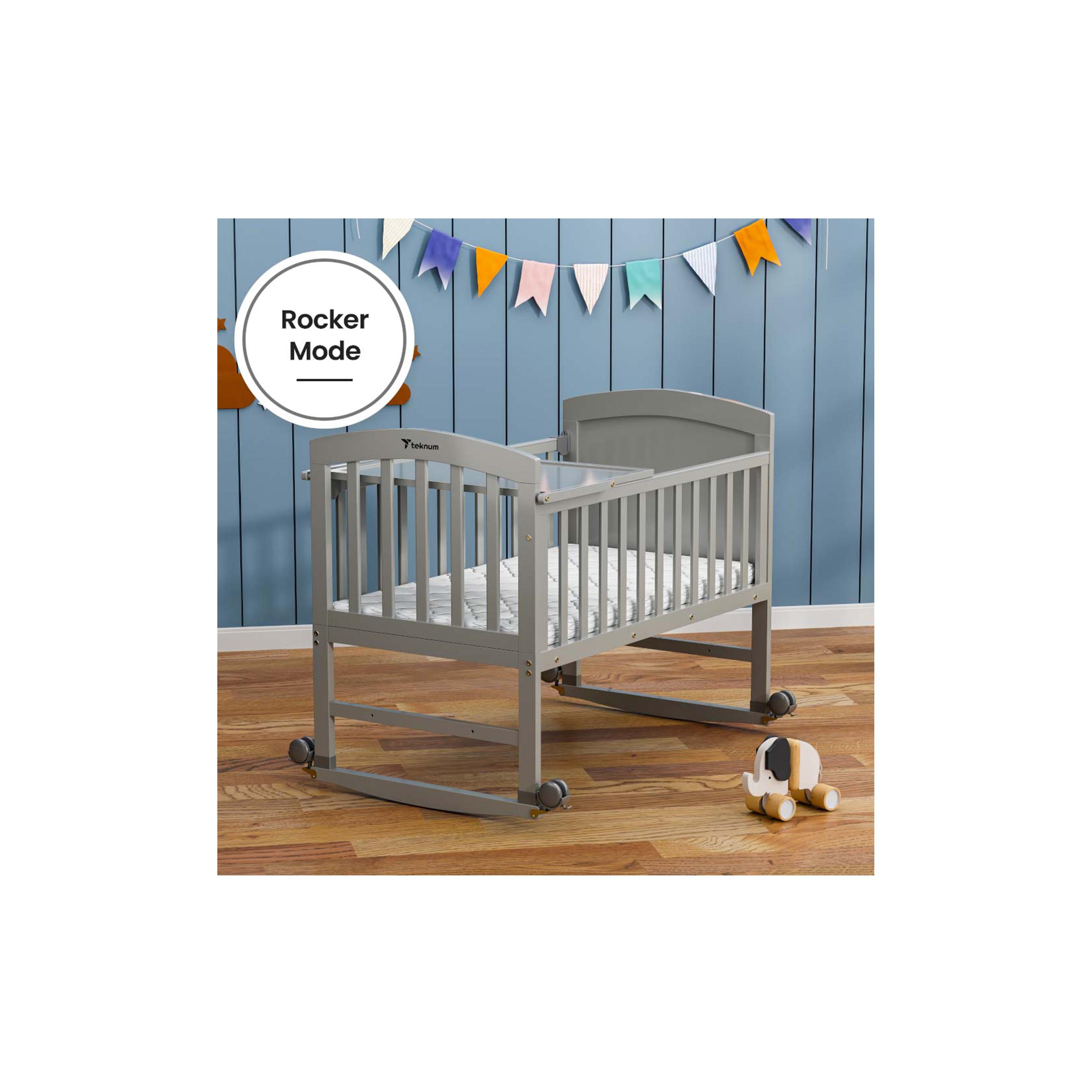 Teknum 7-in-1 Convertible Bed with Mattress, Mosquito Net & Detachable Wheels-baby-nursery-furniture-cribsandbeds-babycribs-image-5