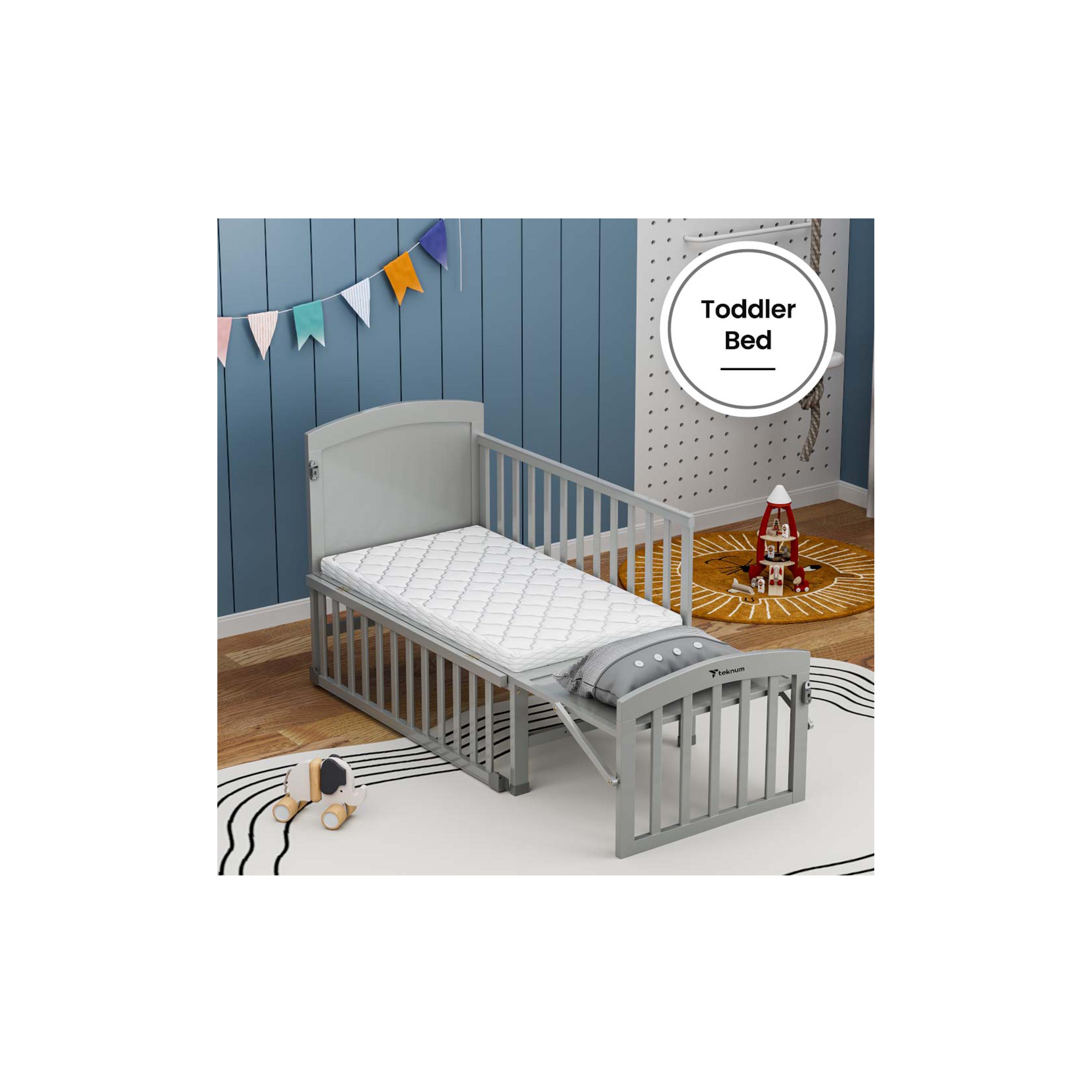 Teknum 7-in-1 Convertible Bed with Mattress, Mosquito Net & Detachable Wheels-baby-nursery-furniture-cribsandbeds-babycribs-image-6