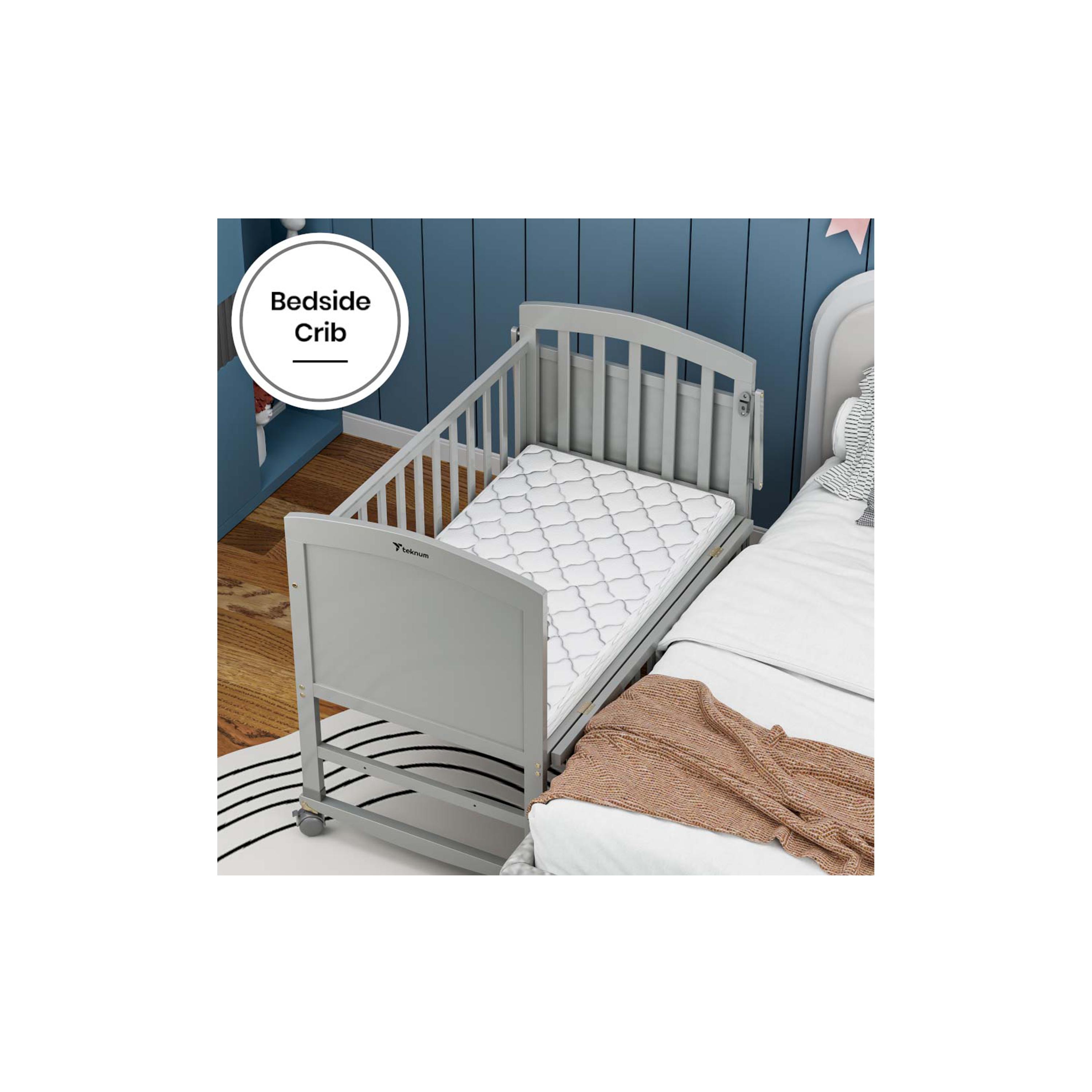 Teknum 7-in-1 Convertible Bed with Mattress, Mosquito Net & Detachable Wheels-baby-nursery-furniture-cribsandbeds-babycribs-image-7