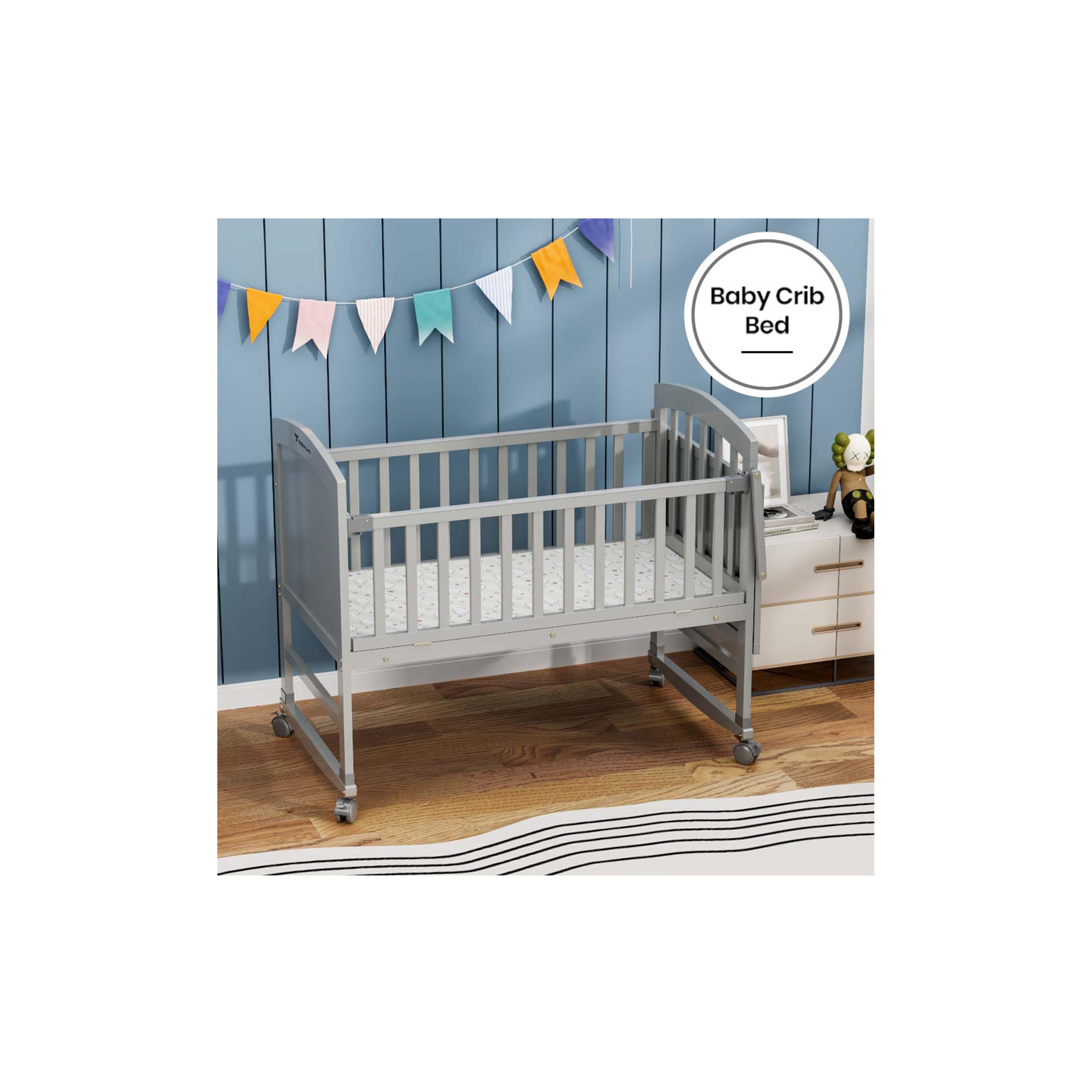 Teknum 7-in-1 Convertible Bed with Mattress, Mosquito Net & Detachable Wheels-baby-nursery-furniture-cribsandbeds-babycribs-image-8