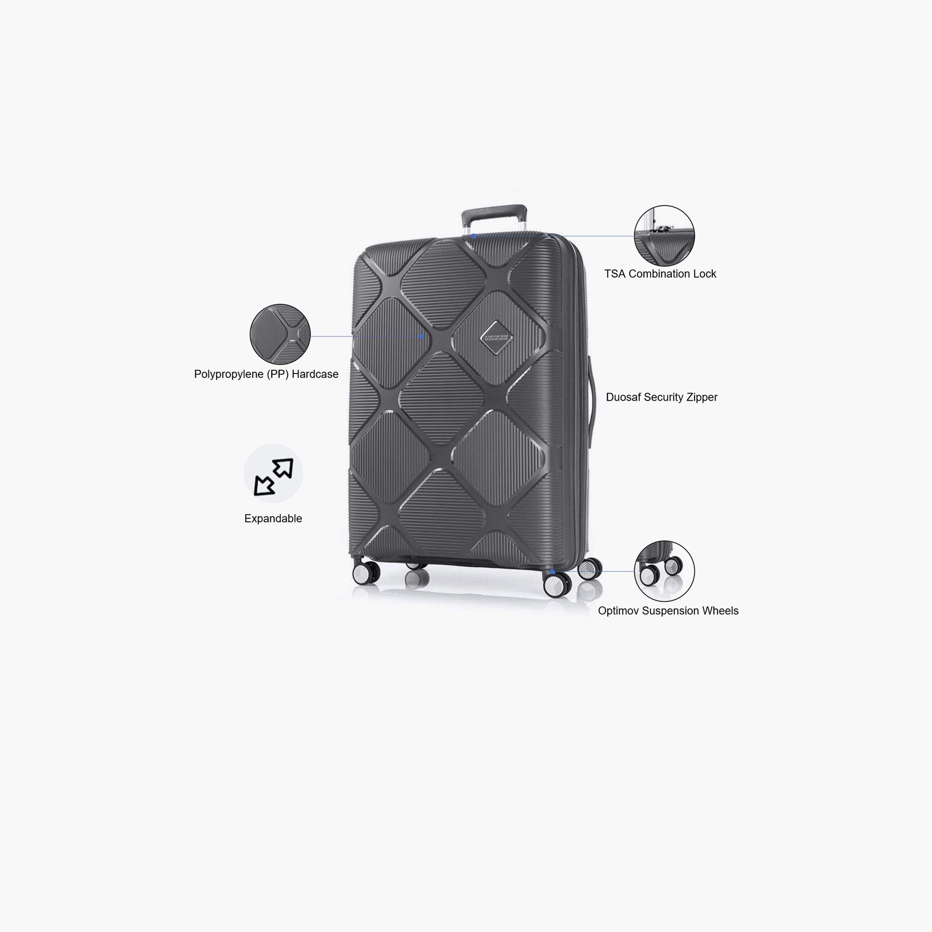 American Tourister Instagon 81 CM Check-in Polypropylene (PP) Hard Sided 4-Wheeler Spinner Luggage Trolley Bag with TSA lock-travel-luggagesandbags-luggage-image-3