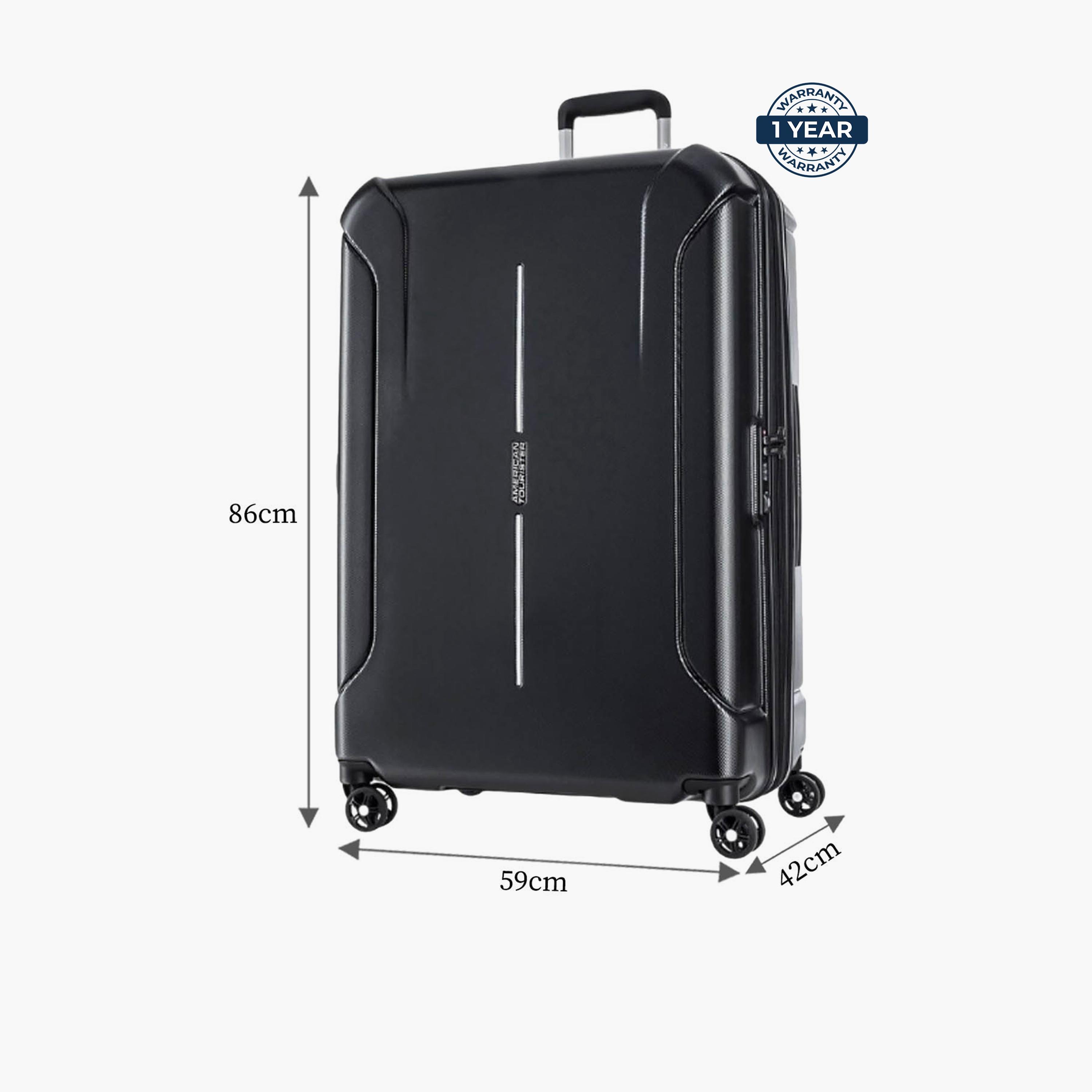 Buy American Tourister TECHNUM NEXT 86 CM Check in HS ABS VACUUM Hard Sided 4 Wheeler Spinner Luggage Trolley Bag with TSA lock Online Centrepoint UAE