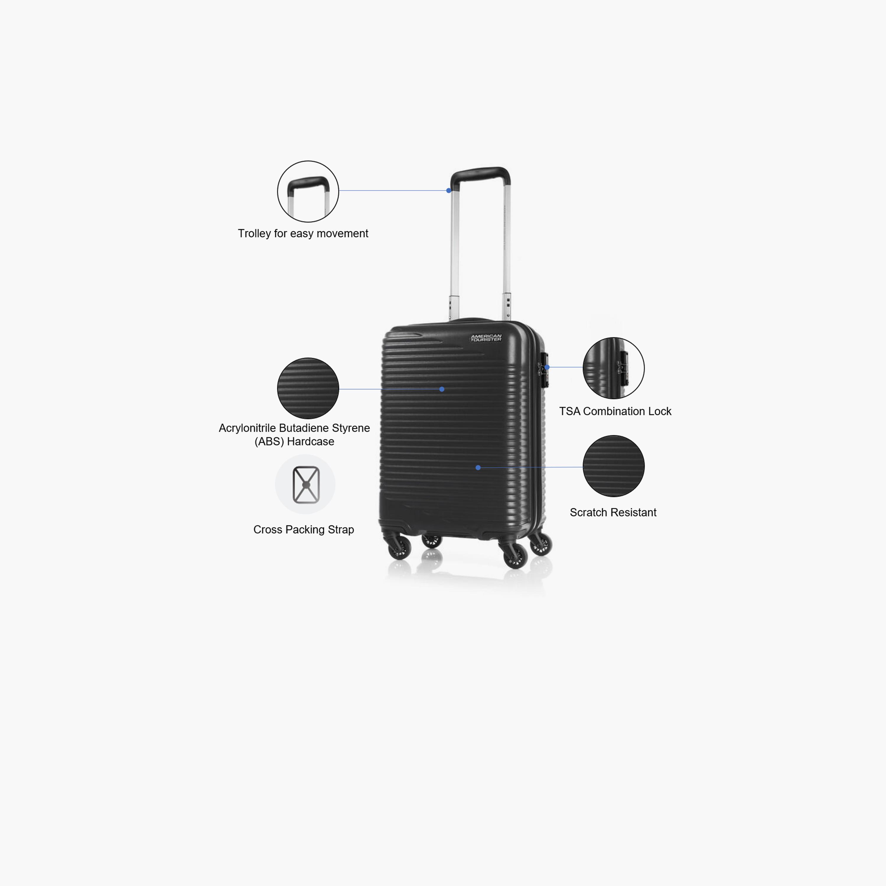 American Tourister Skypark 55 CM Small Cabin Polypropylene Hard Sided 4-Wheeler Spinner Trolley Bag with TSA Lock-travel-luggagesandbags-luggage-image-9