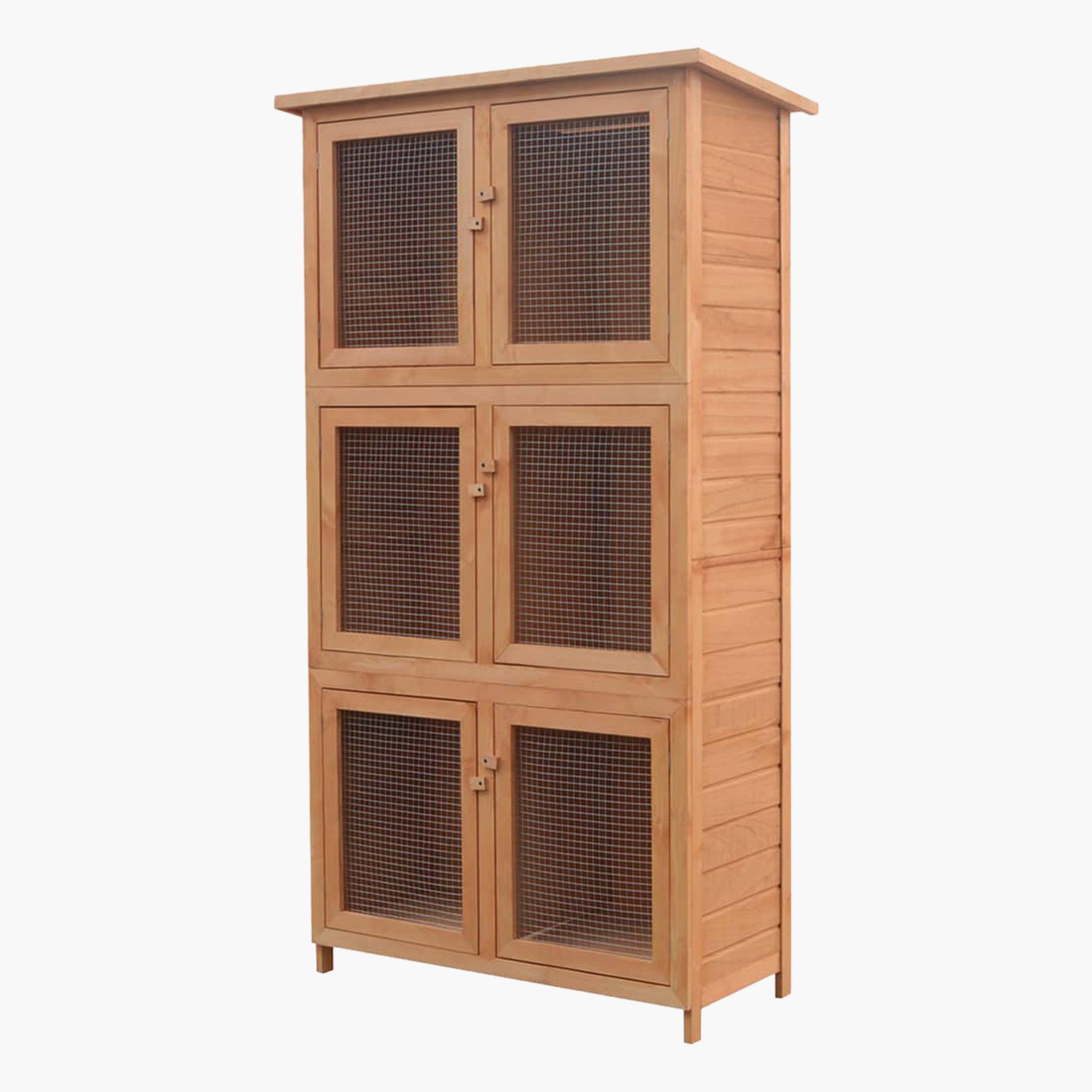 VidaXL 6-Room Wooden Animal Rabbit Cage - 48x102x150 cm