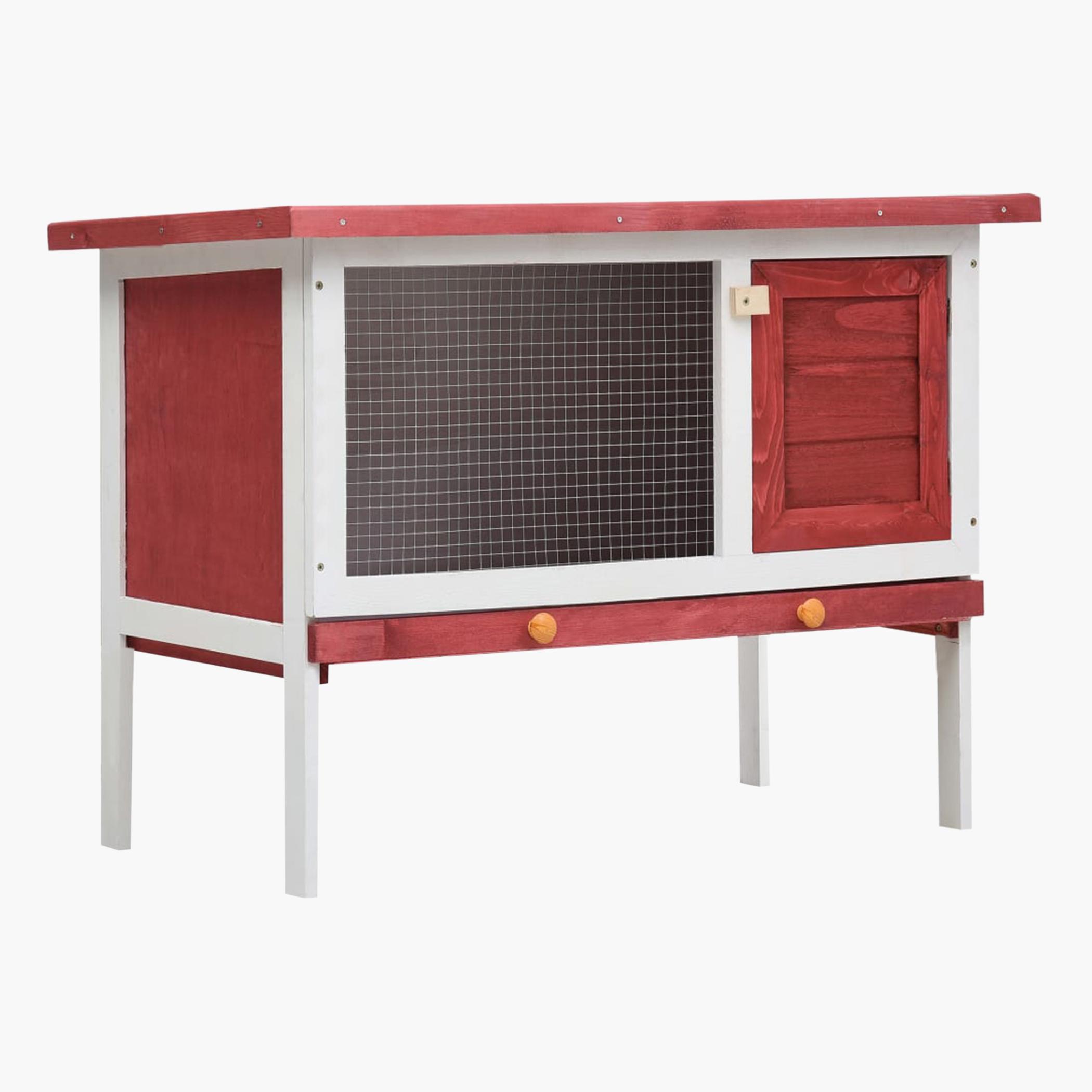 VidaXL Outdoor Wooden Rabbit Hutch - 45x90x65 cm