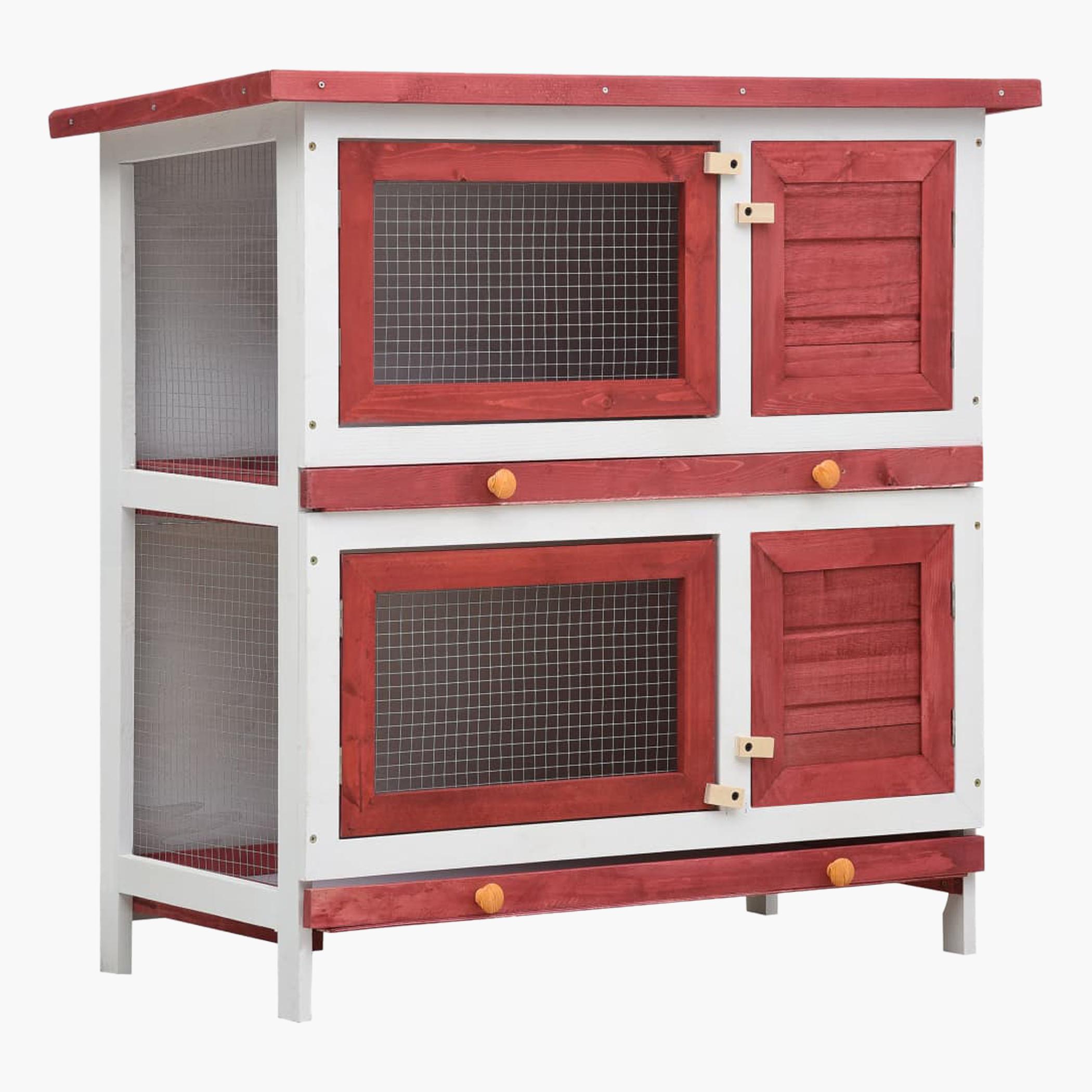 VidaXL Outdoor Wooden Rabbit Hutch - 45x90x90 cm