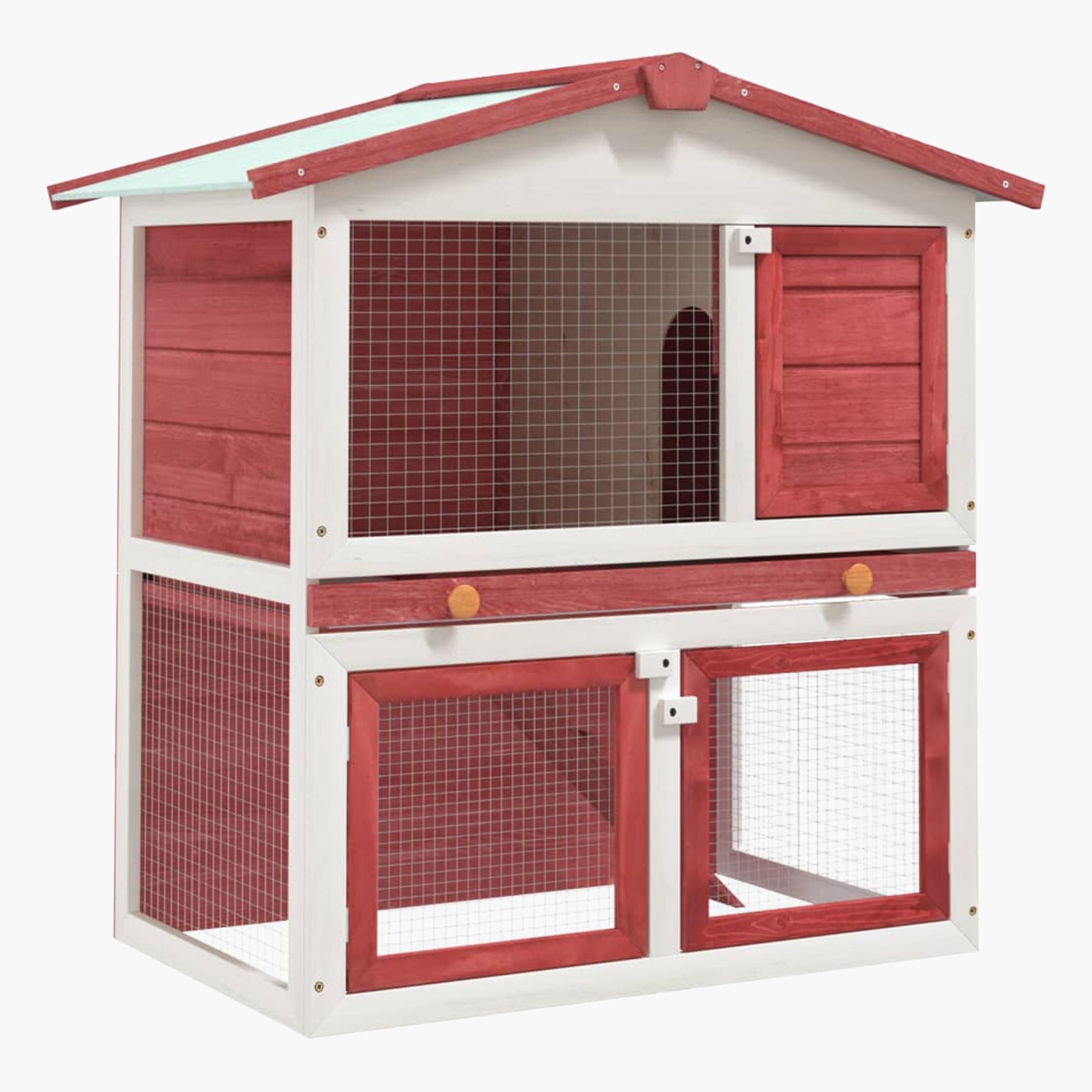 VidaXL 3-Doors Outdoor Rabbit Hutch - 60x94x98 cm