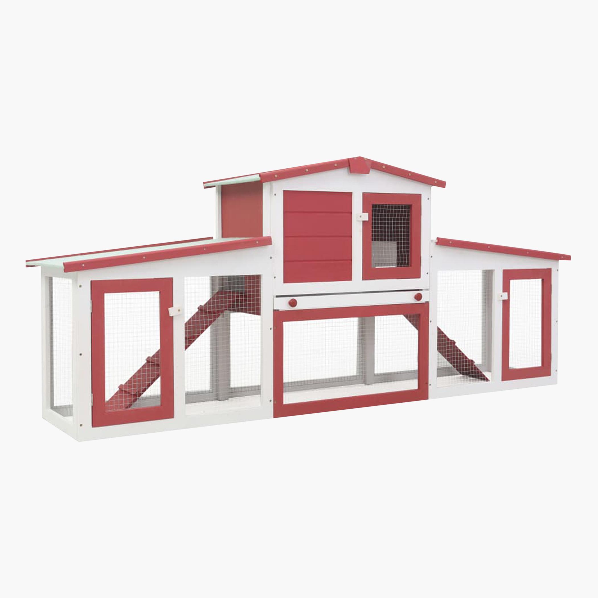 VidaXL Outdoor Wooden Rabbit Hutch - 204x45x85 cm