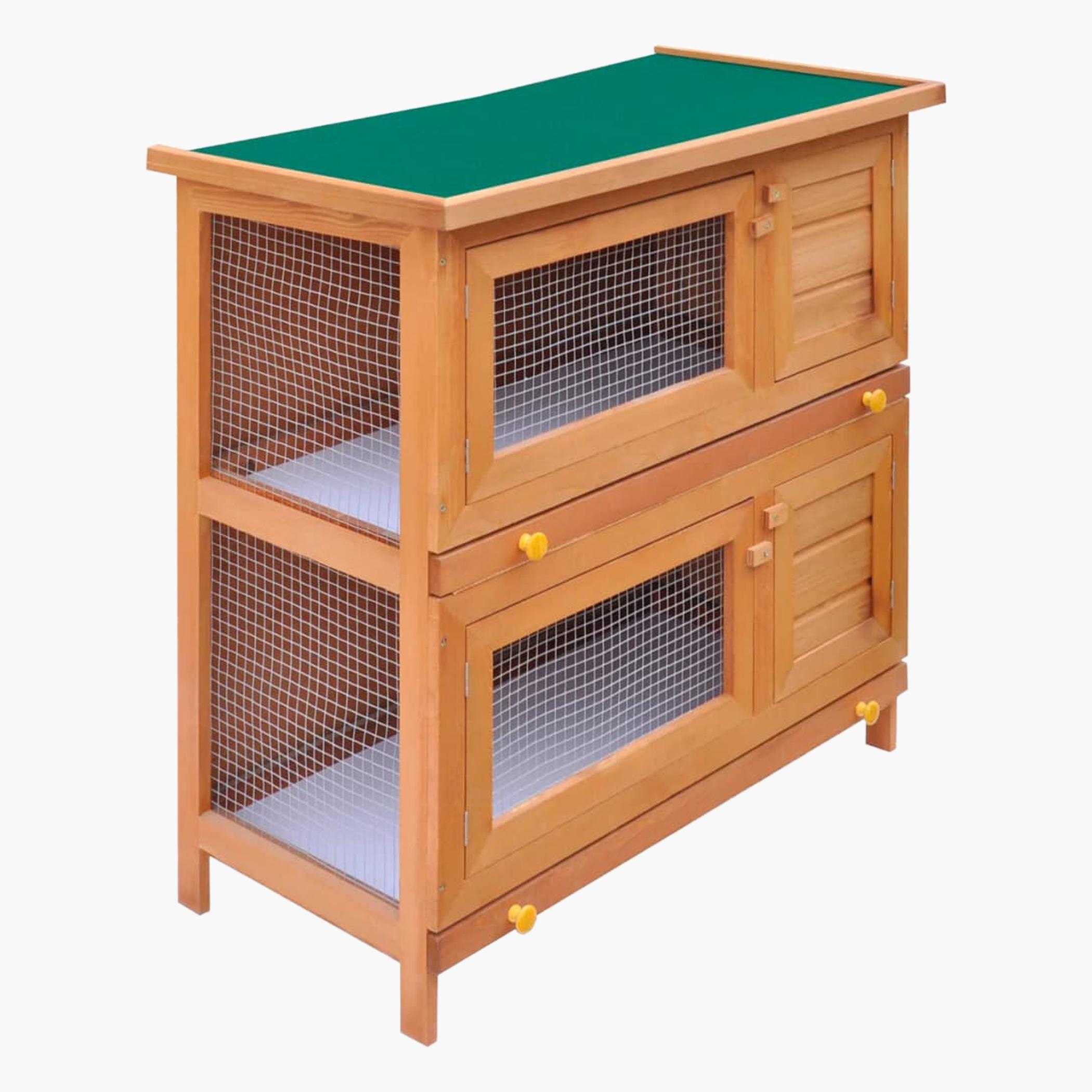 VidaXL 4-Door Wooden Outdoor Rabbit and Small Animal Hutch