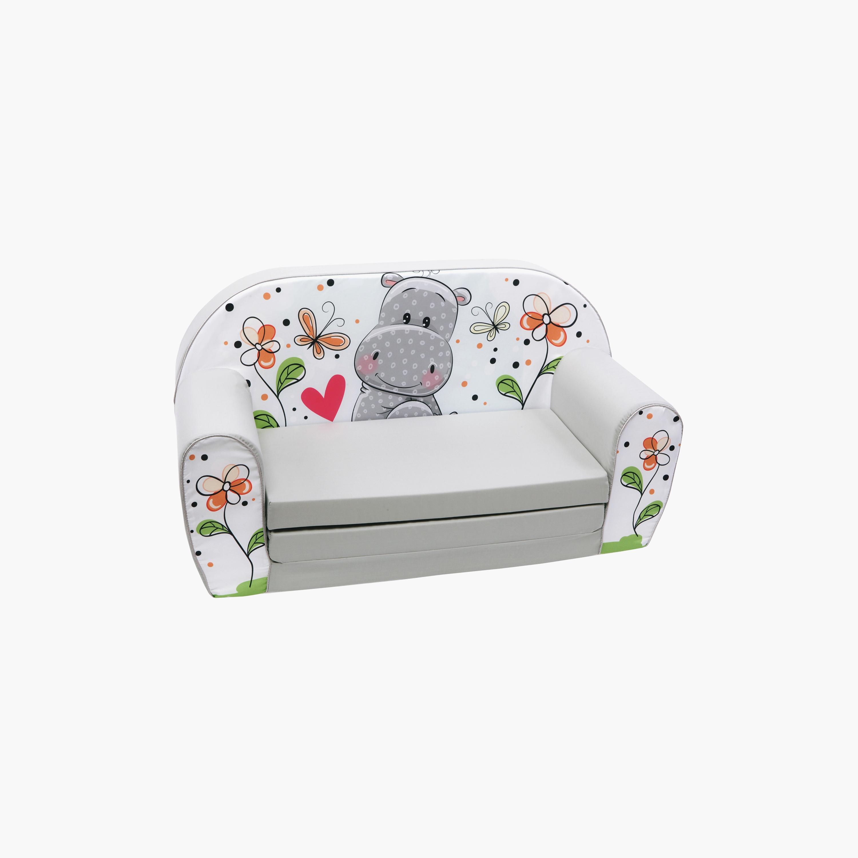 Delsit Printed Sofa Cum Bed - Hippo - Grey-baby-nursery-furniture-chairsandtables-image-1