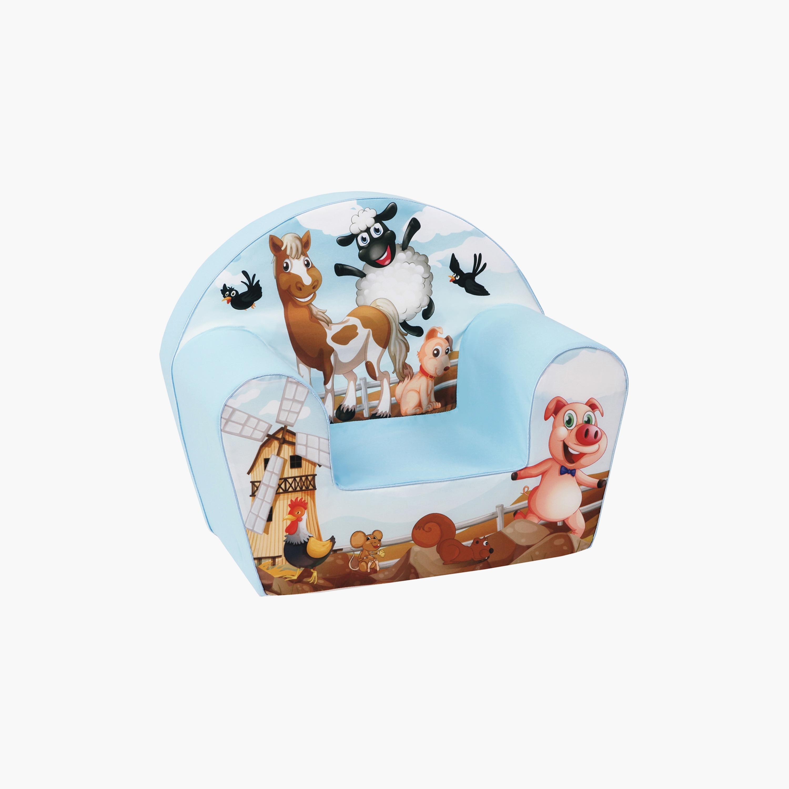 Delsit Printed Arm Chair - Farm Animals - Blue-baby-nursery-furniture-chairsandtables-image-1