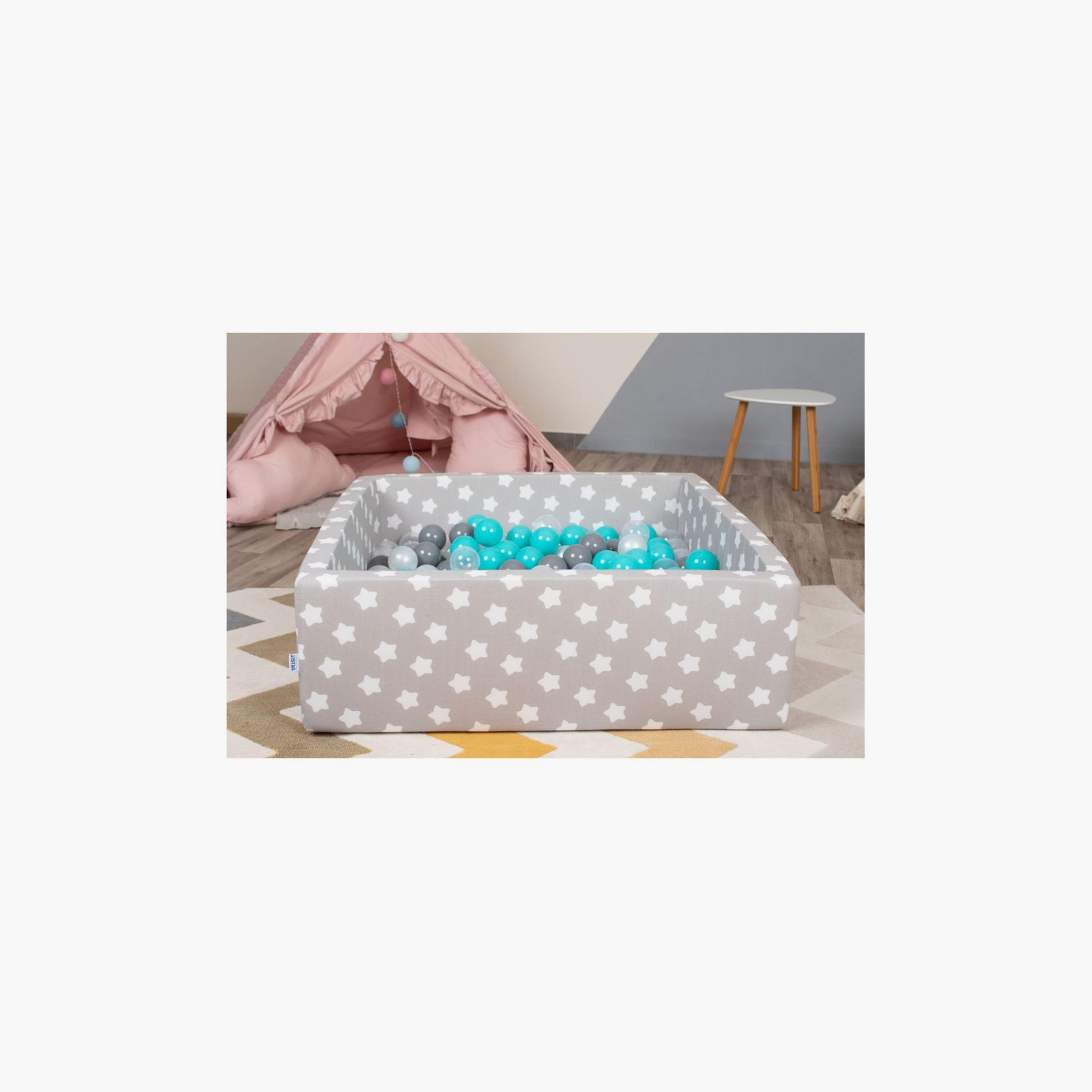 Delsit Stars Printed Square Dry Pool with Balls - Grey & White-toys-outdoor-poolandbeach-pools-image-2