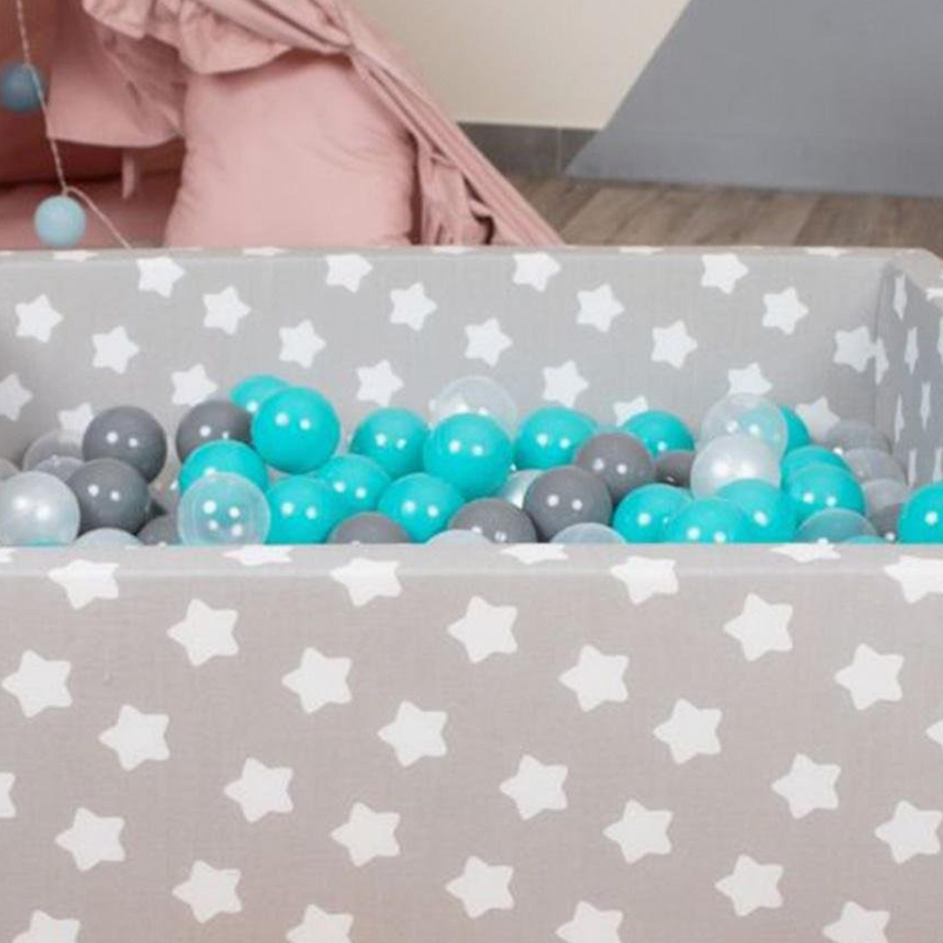 Delsit Stars Printed Square Dry Pool with Balls - Grey & White-toys-outdoor-poolandbeach-pools-image-3