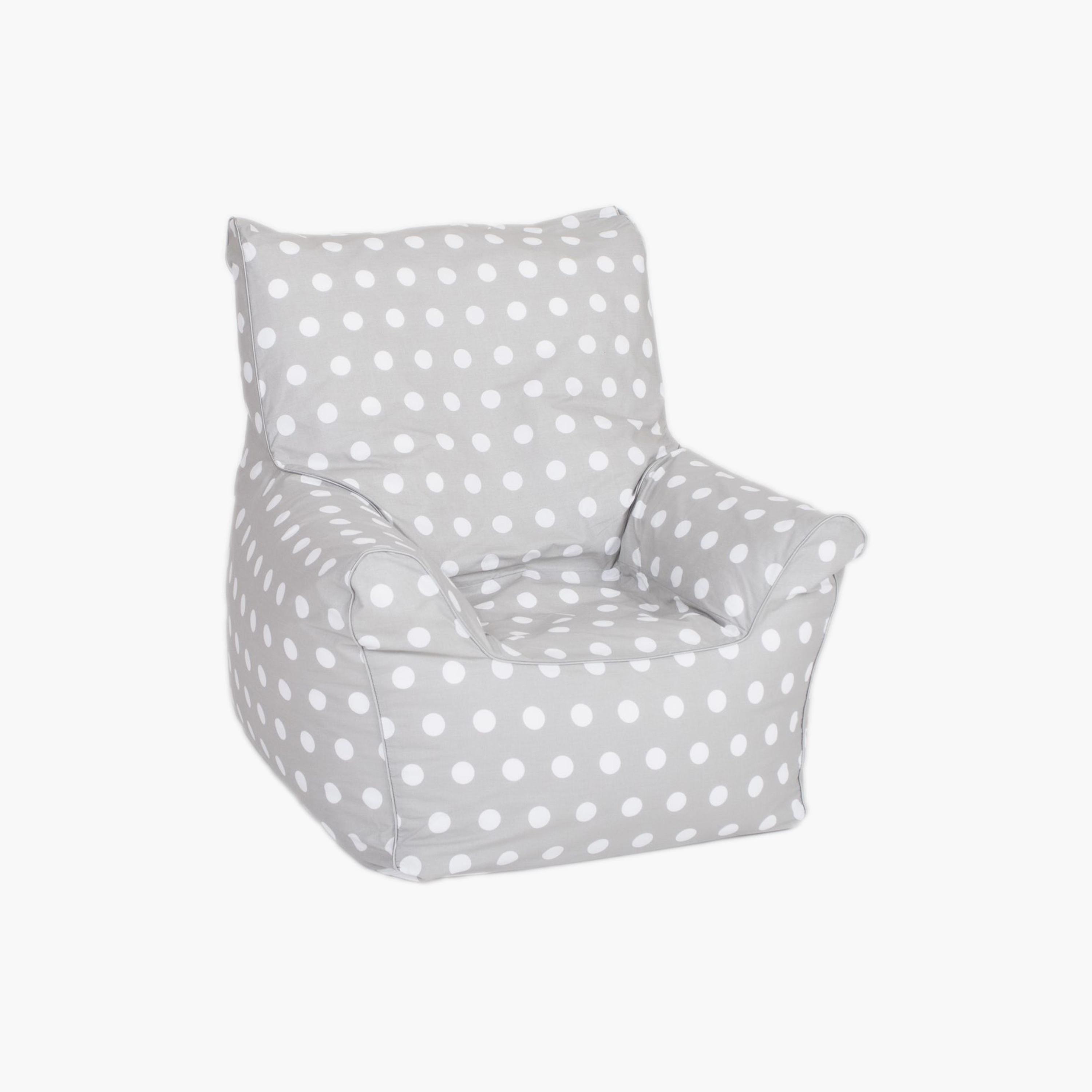 Delsit Polka Dots Printed Bean Chair - Grey & White-baby-nursery-furniture-chairsandtables-image-1