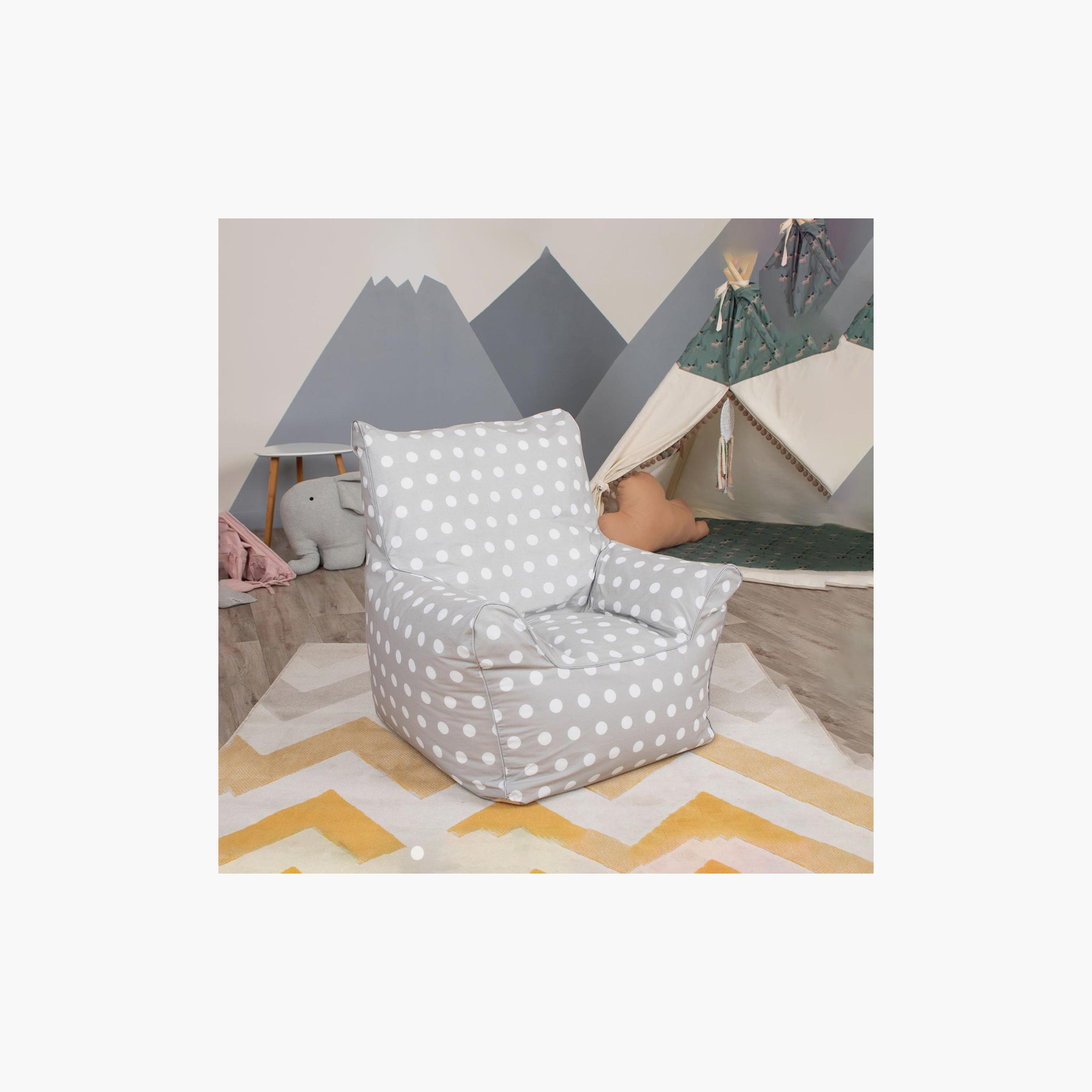 Delsit Polka Dots Printed Bean Chair - Grey & White-baby-nursery-furniture-chairsandtables-image-2
