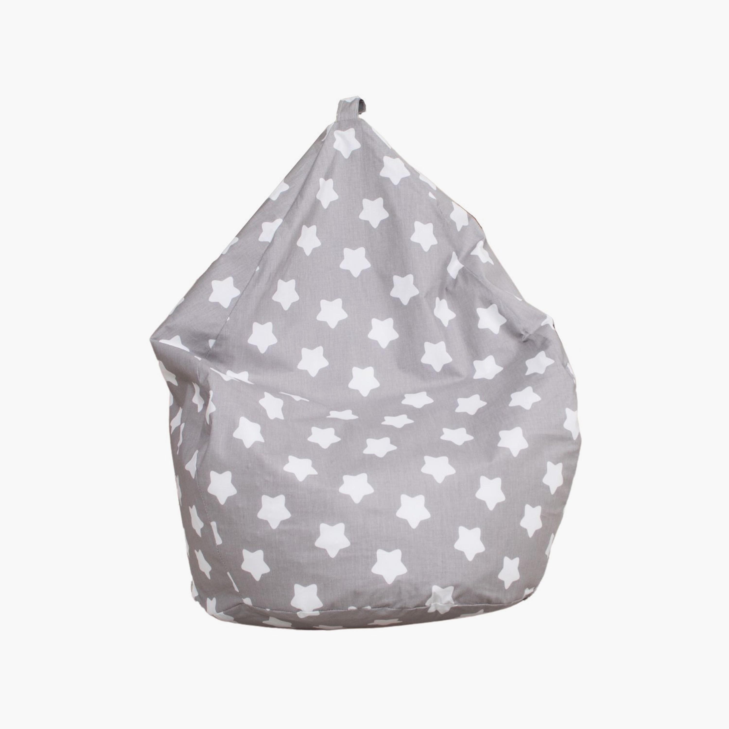 Delsit Stars Printed Droplet Bean Chair - Grey & White-baby-nursery-furniture-chairsandtables-image-1