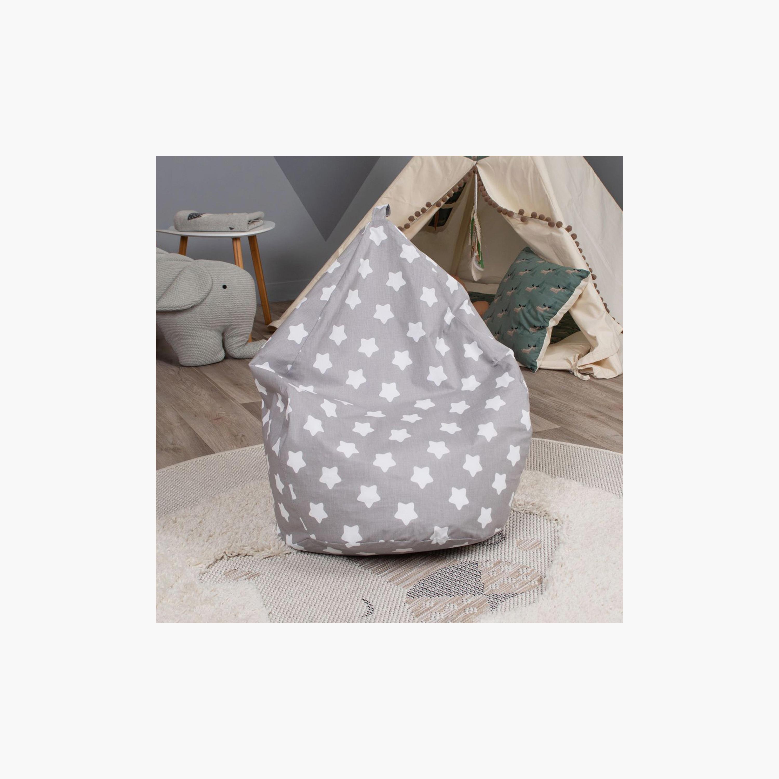 Delsit Stars Printed Droplet Bean Chair - Grey & White-baby-nursery-furniture-chairsandtables-image-2