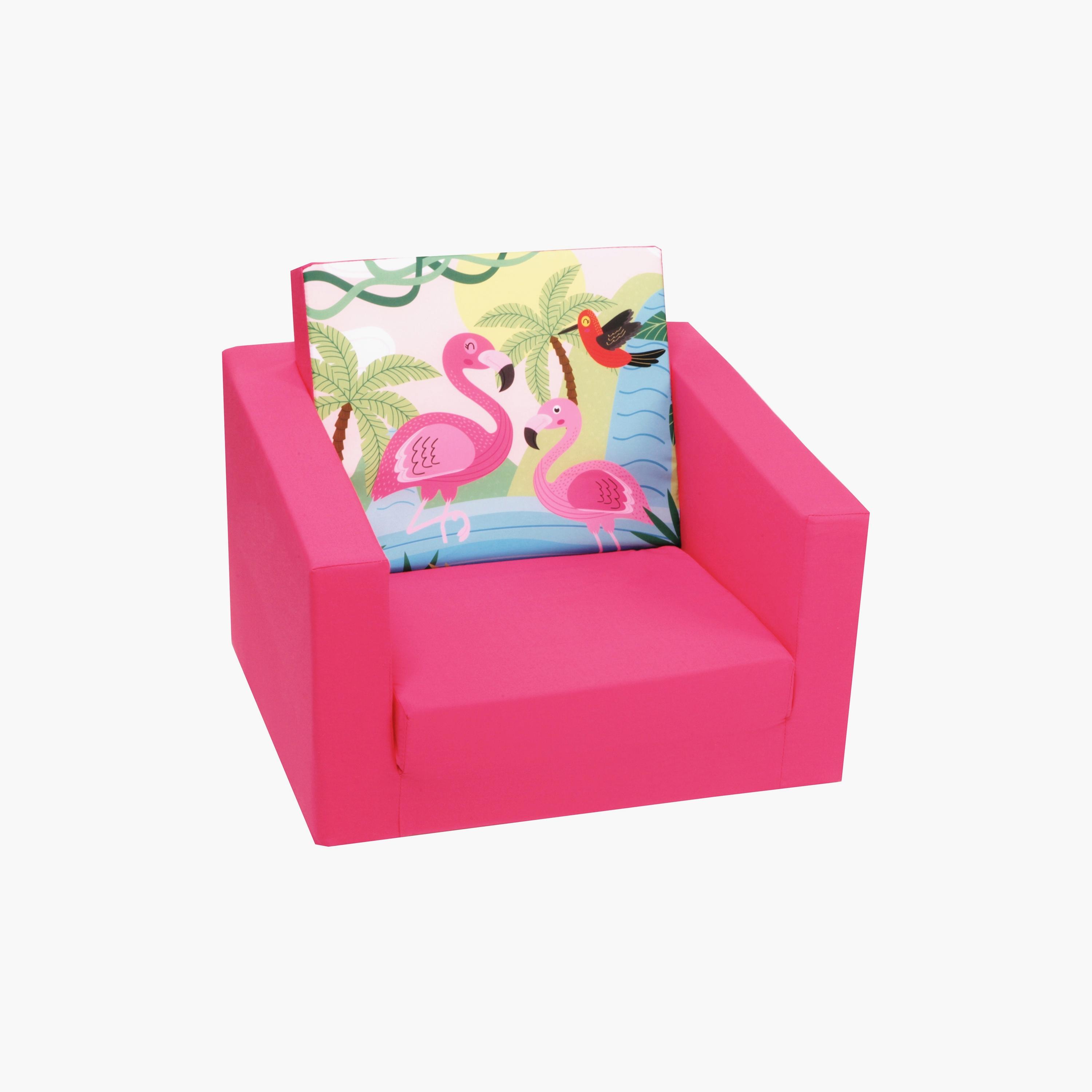 Delsit 100% Cotton Printed Sofa - Flamingos - Pink-baby-nursery-furniture-chairsandtables-image-1