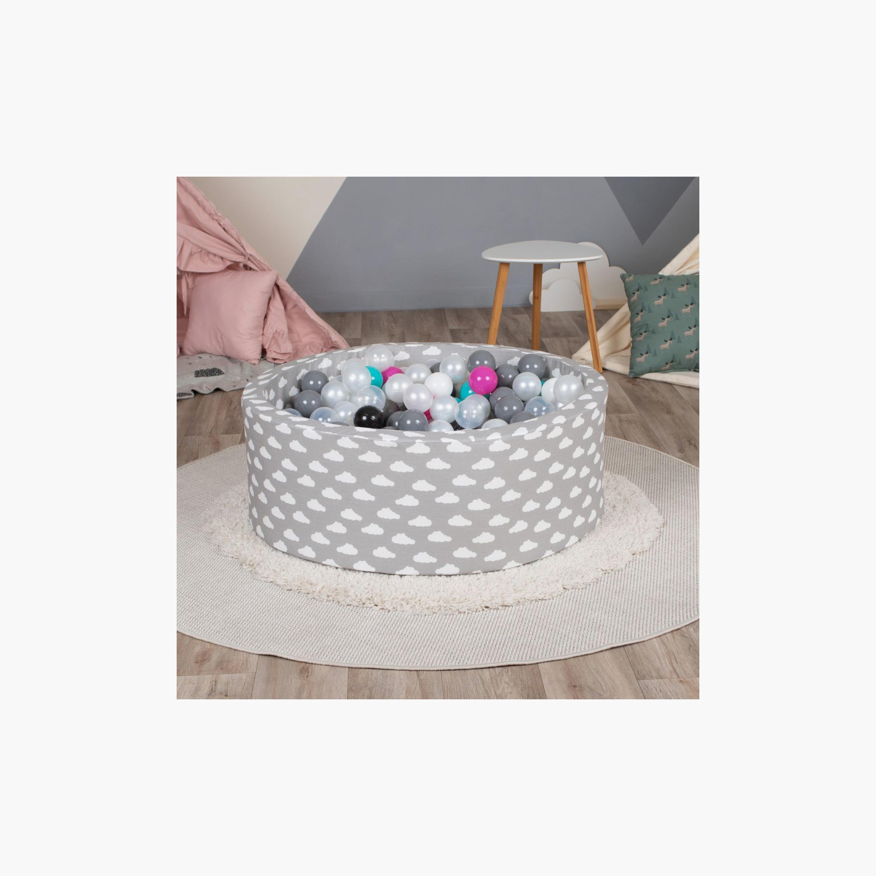 Delsit Clouds Printed Dry Pool with Balls - Grey & White-toys-outdoor-poolandbeach-pools-image-3