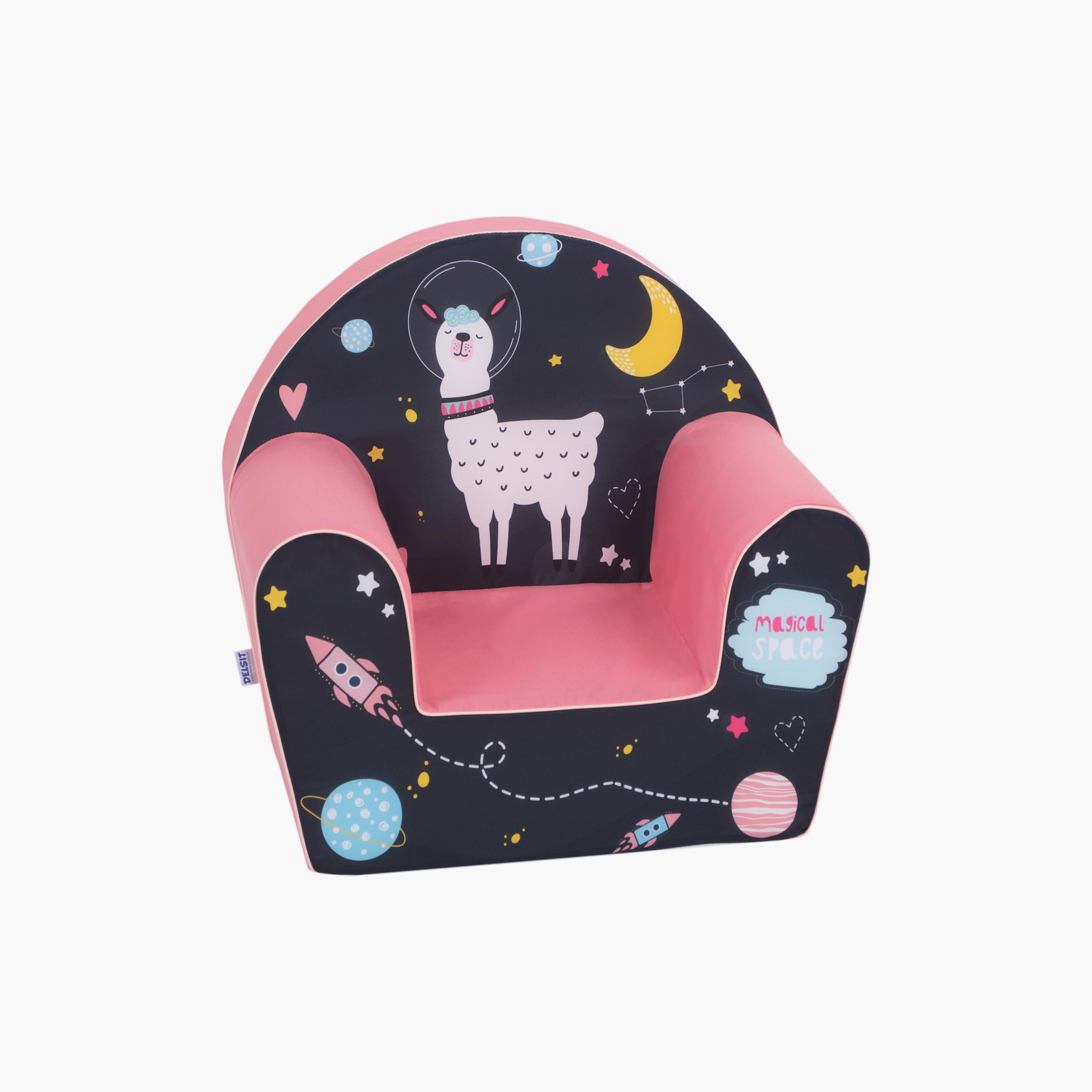 Delsit Printed Arm Chair - Lama in Space - Pink-baby-nursery-furniture-chairsandtables-image-1