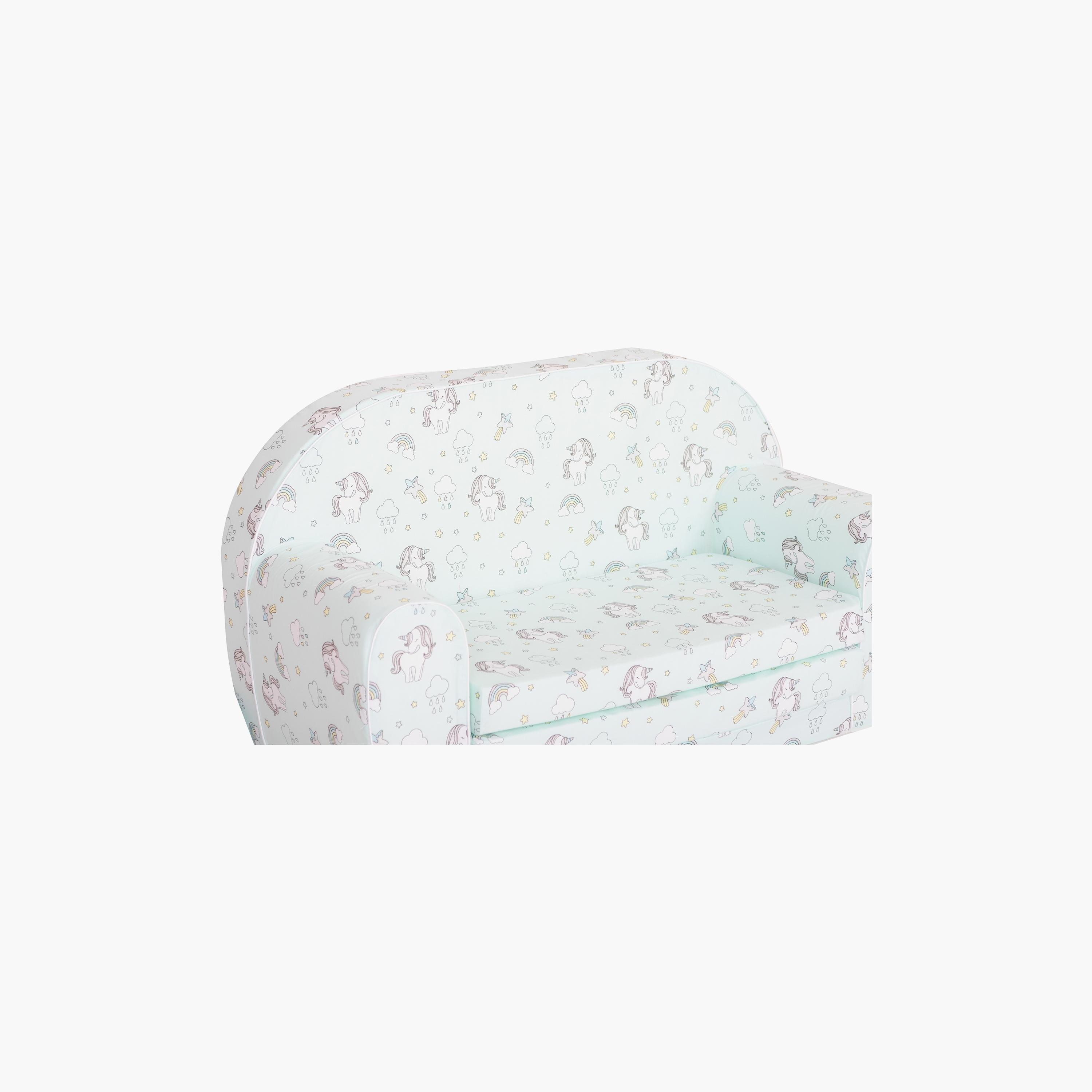 Delsit Printed Sofa Cum Bed - Unicorns - Mint Green-baby-nursery-furniture-chairsandtables-image-2