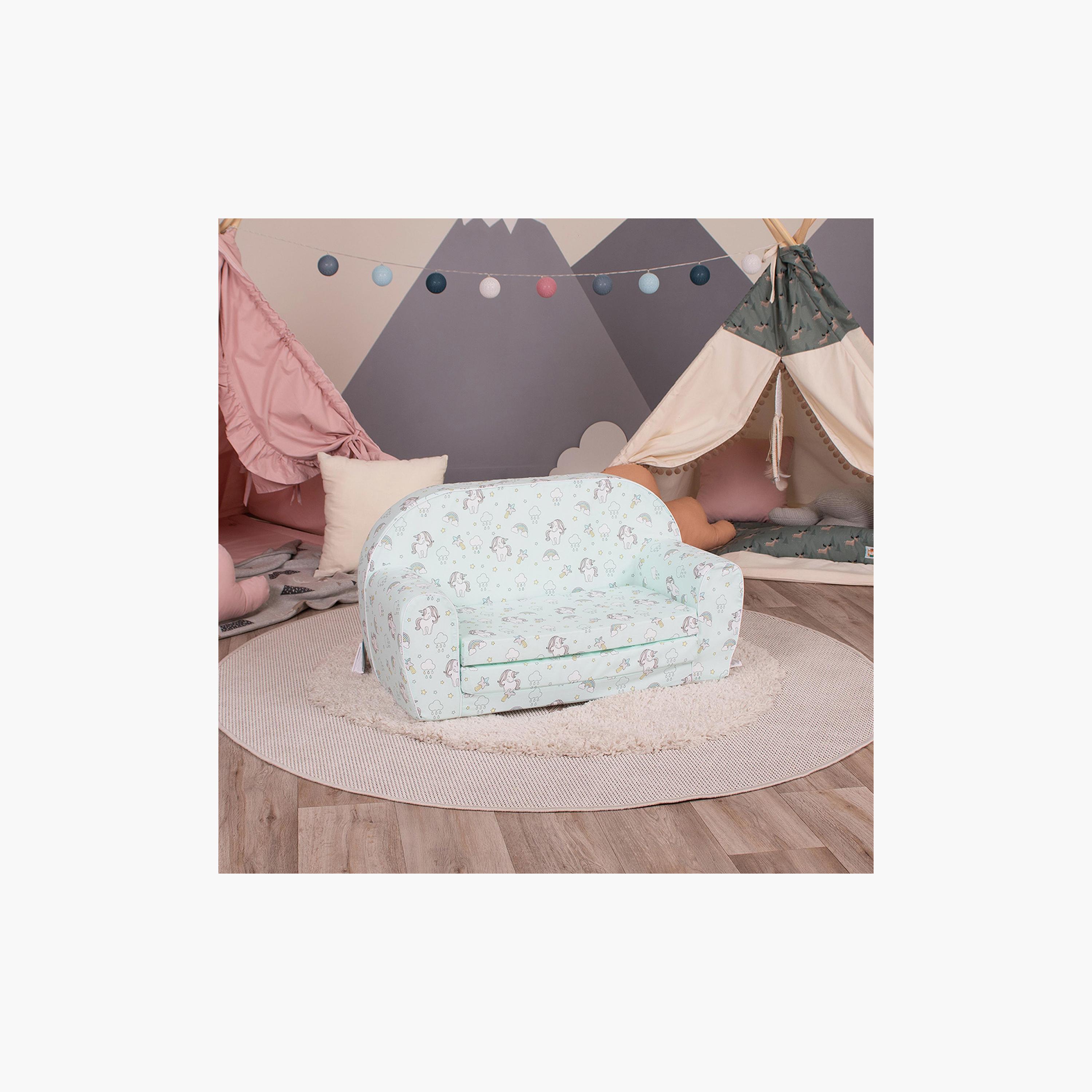 Delsit Printed Sofa Cum Bed - Unicorns - Mint Green-baby-nursery-furniture-chairsandtables-image-4
