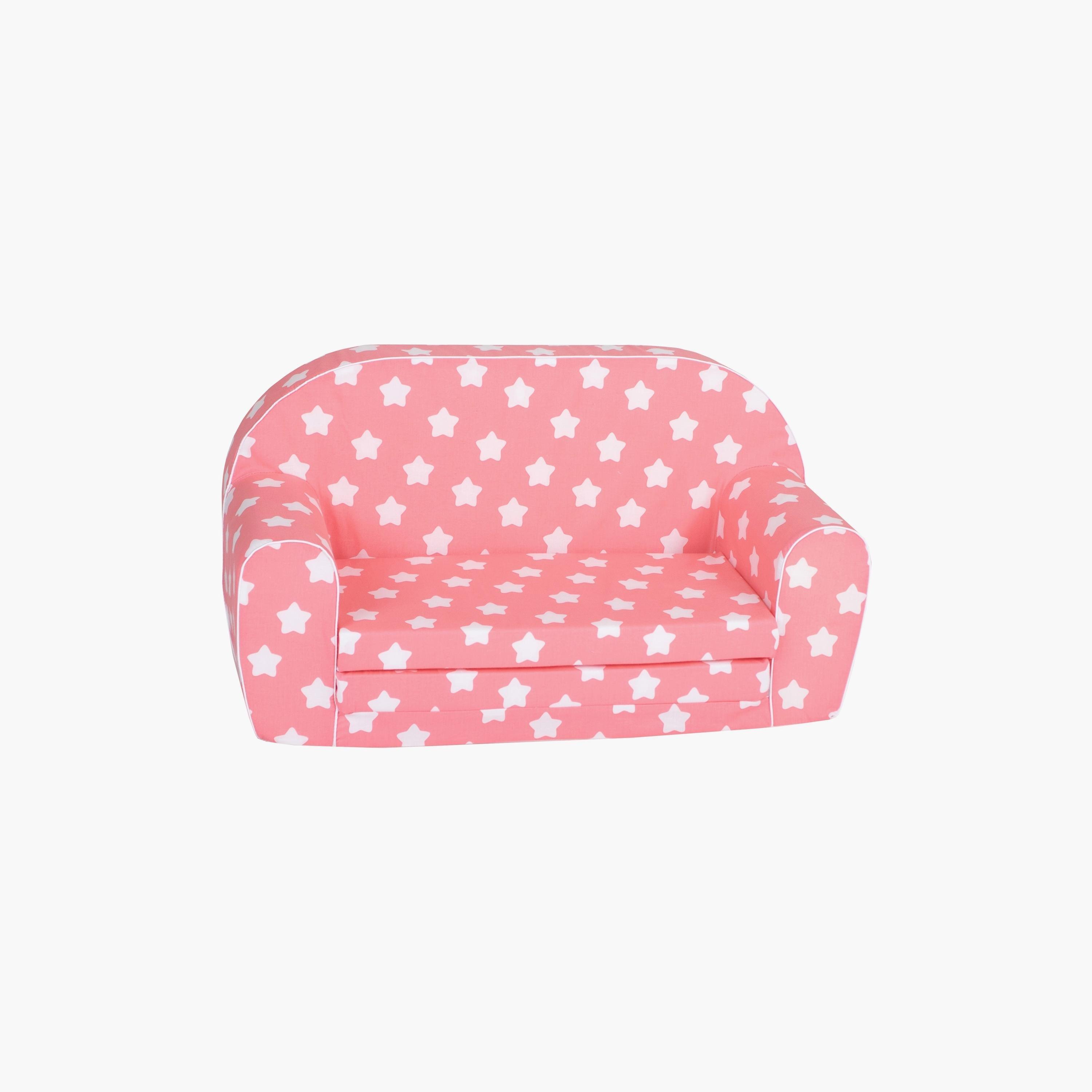 Delsit Stars Printed Sofa Cum Bed - Pink & White-baby-nursery-furniture-chairsandtables-image-1