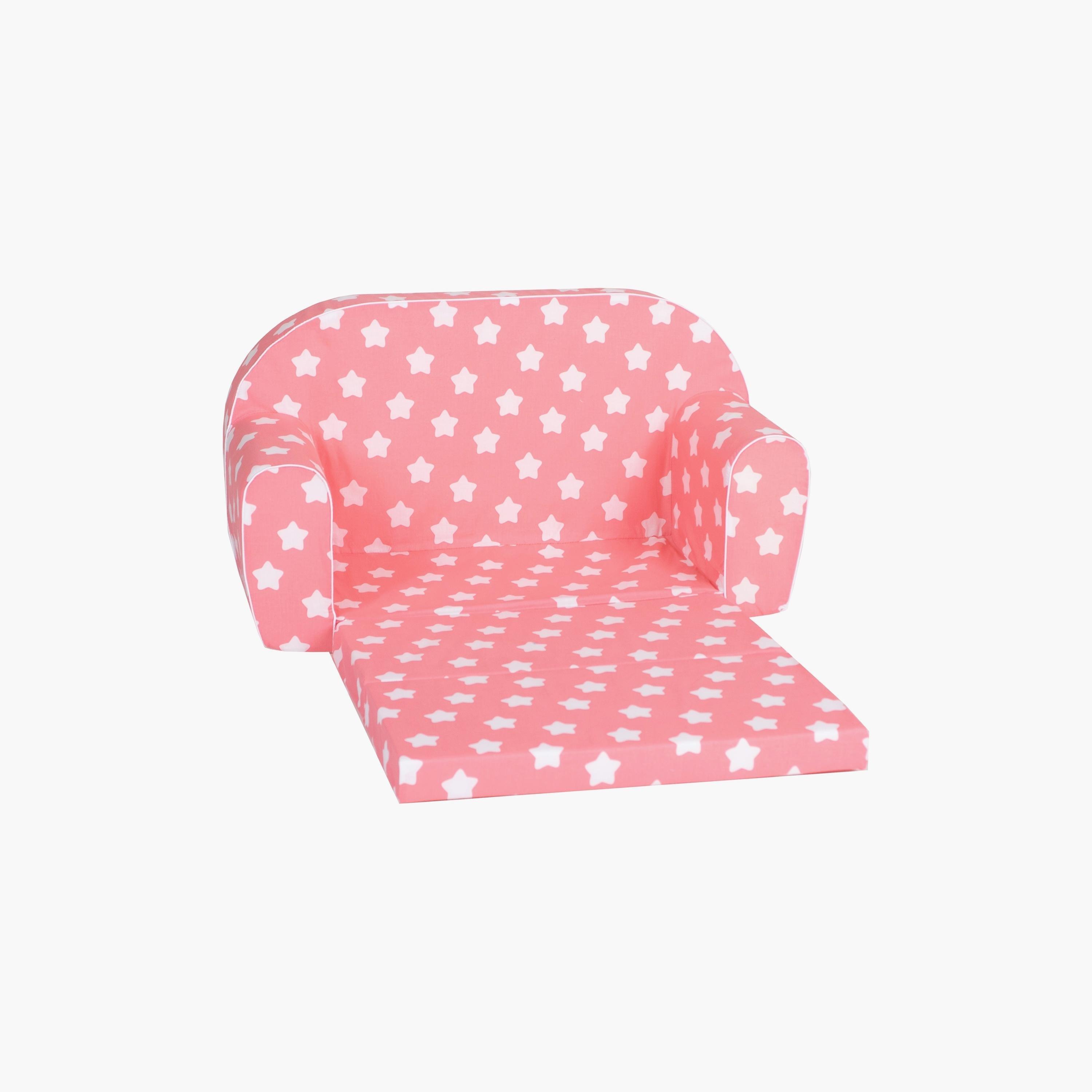 Delsit Stars Printed Sofa Cum Bed - Pink & White-baby-nursery-furniture-chairsandtables-image-2