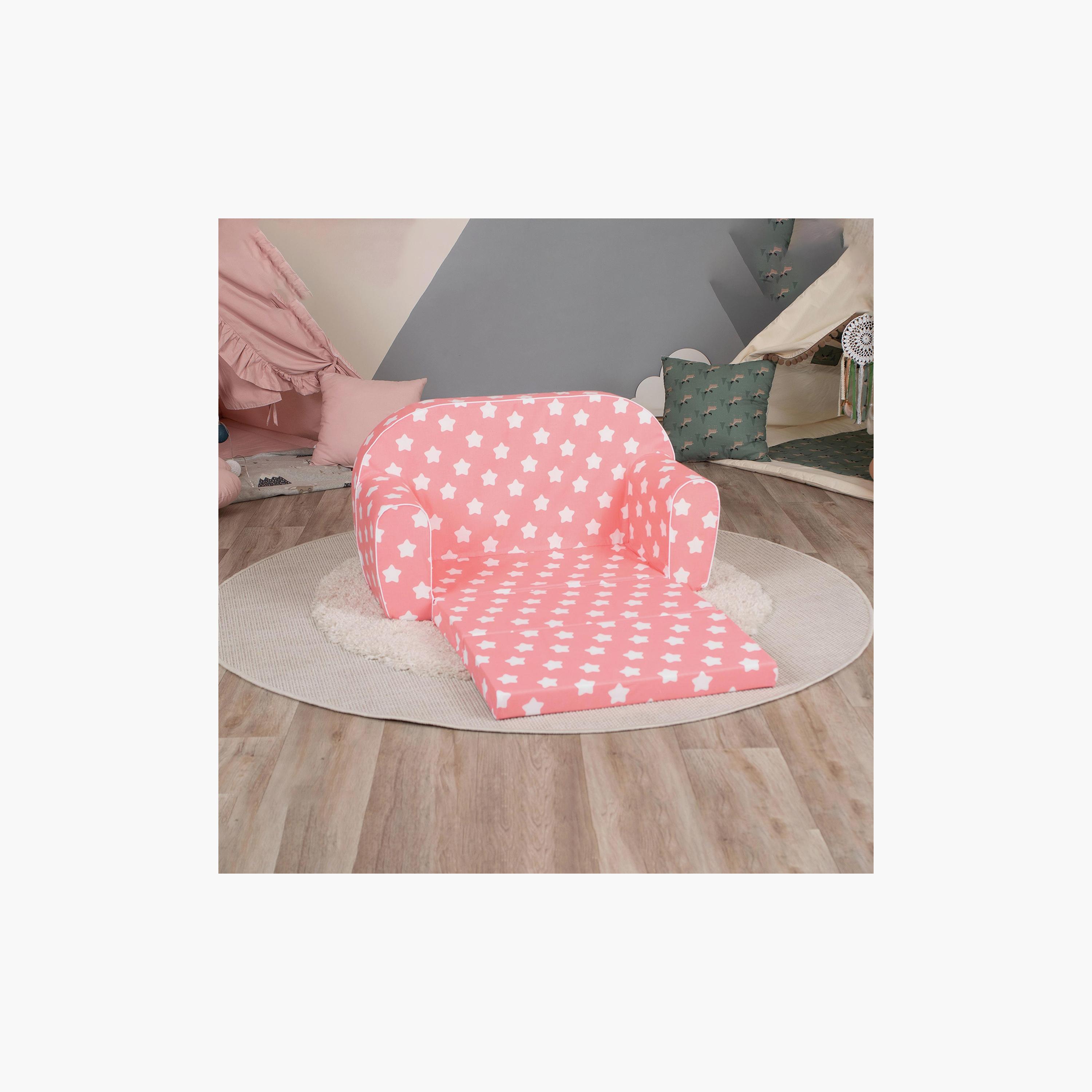 Delsit Stars Printed Sofa Cum Bed - Pink & White-baby-nursery-furniture-chairsandtables-image-4