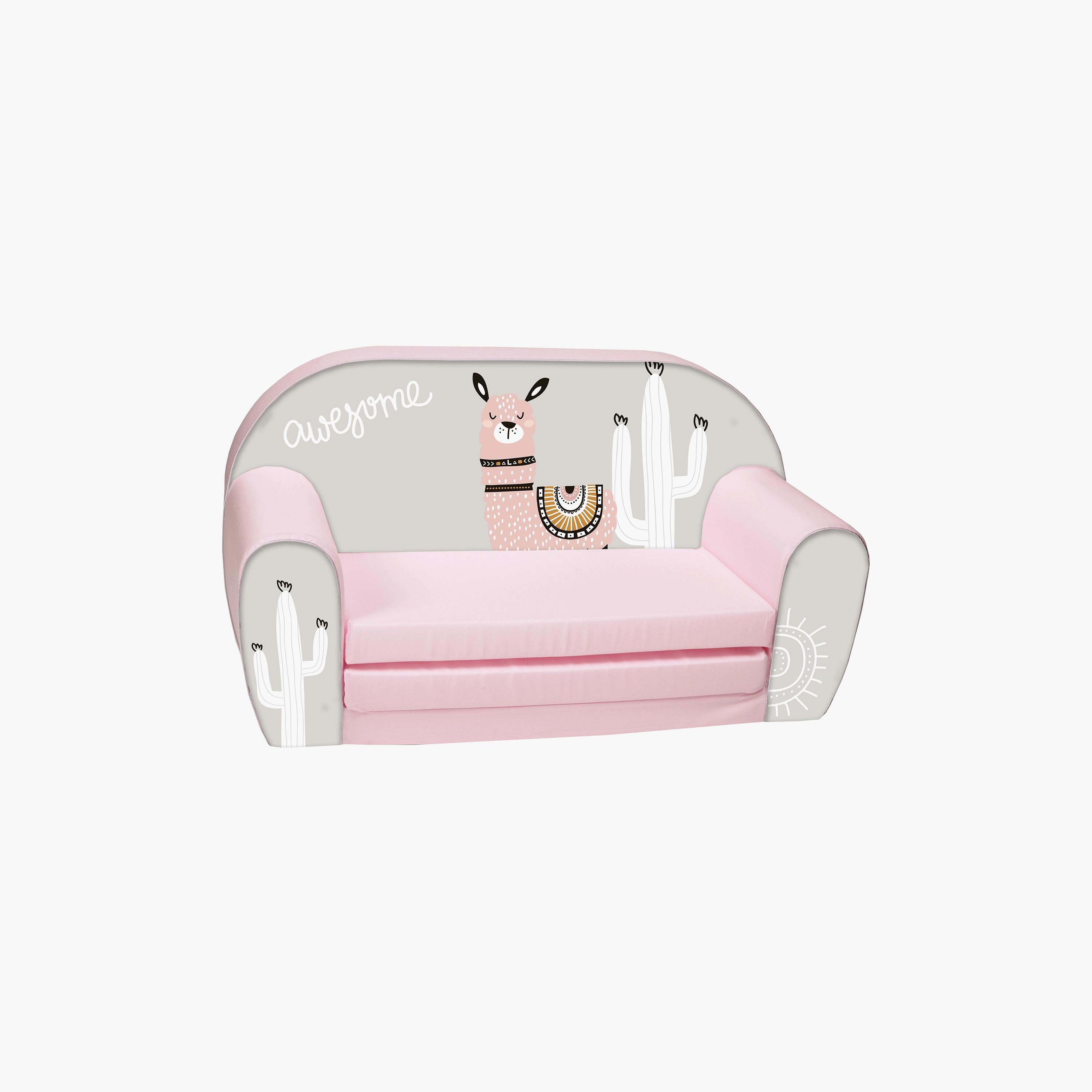 Delsit Printed Sofa Cum Bed - Awesome Lama - Pink-baby-nursery-furniture-chairsandtables-image-1