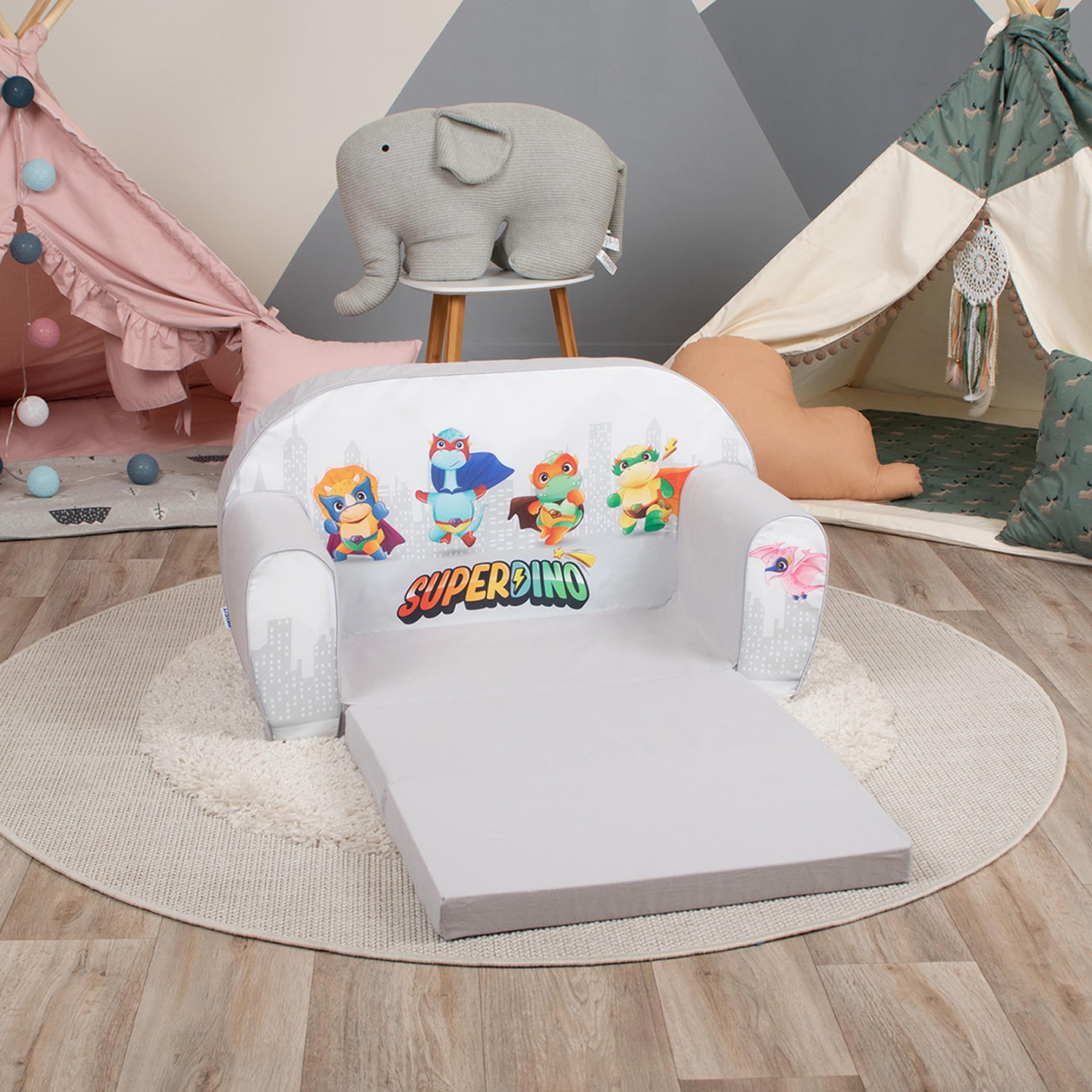 Delsit Printed Sofa Cum Bed - Dinos - Grey-baby-nursery-furniture-chairsandtables-image-1