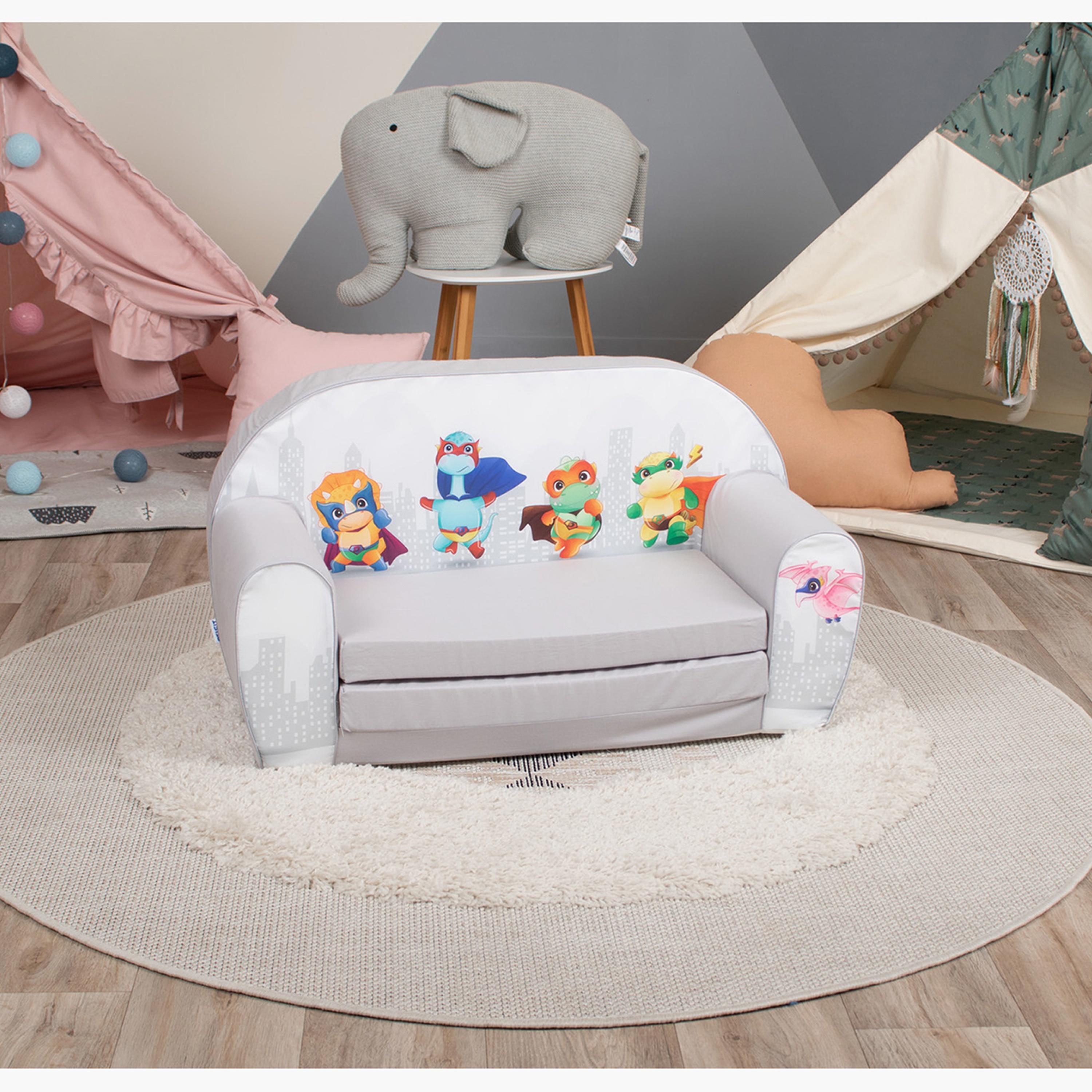 Delsit Printed Sofa Cum Bed - Dinos - Grey-baby-nursery-furniture-chairsandtables-image-3