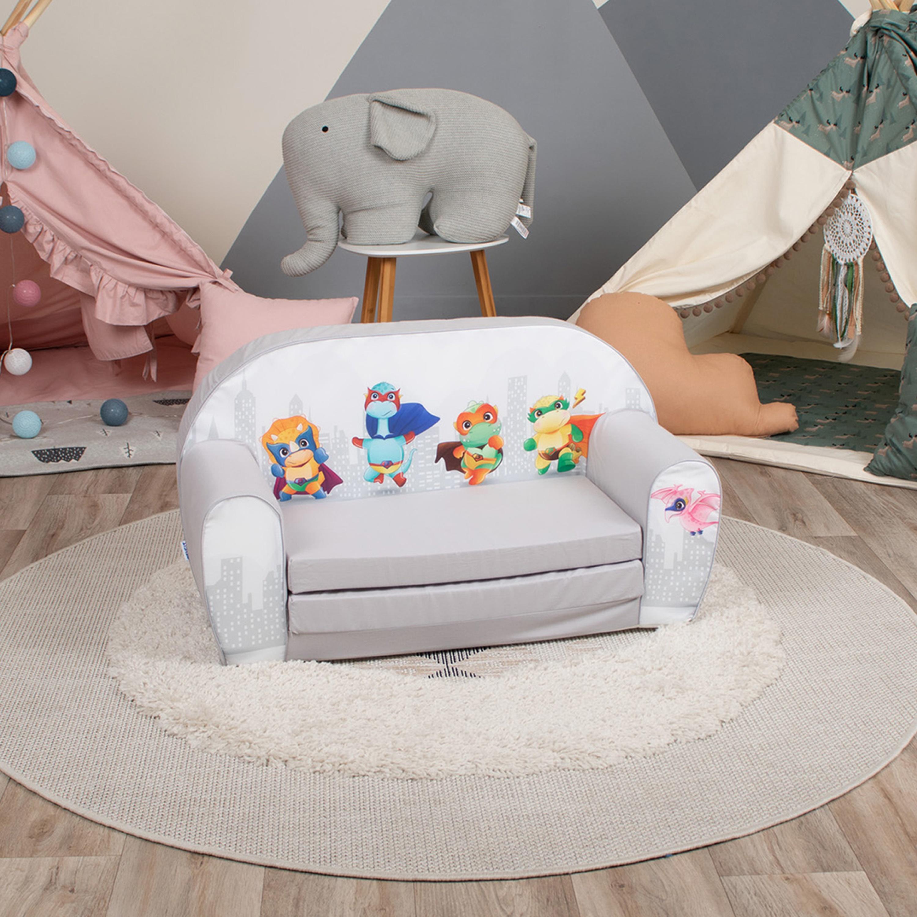 Delsit Printed Sofa Cum Bed - Dinos - Grey-baby-nursery-furniture-chairsandtables-image-4