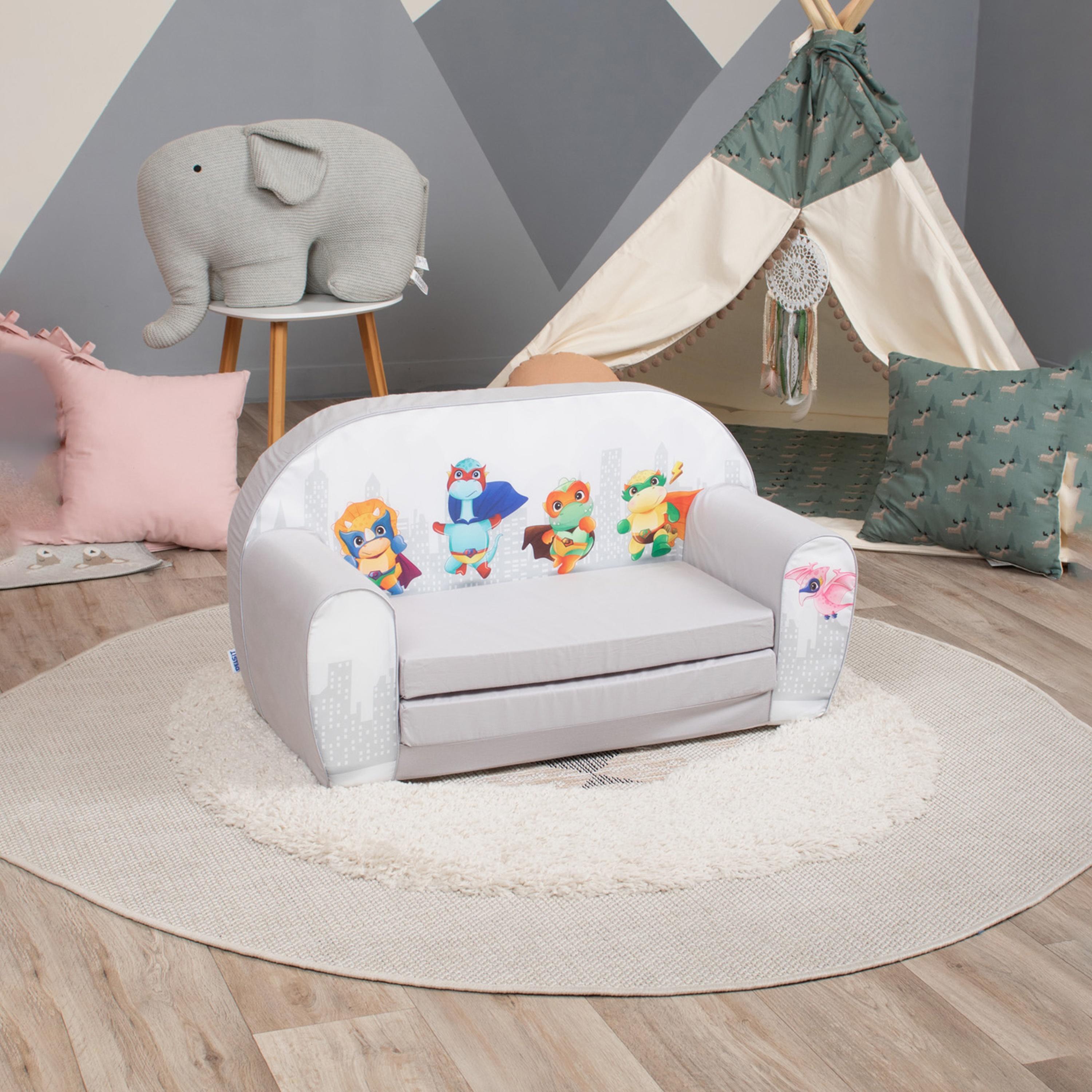 Delsit Printed Sofa Cum Bed - Dinos - Grey-baby-nursery-furniture-chairsandtables-image-5