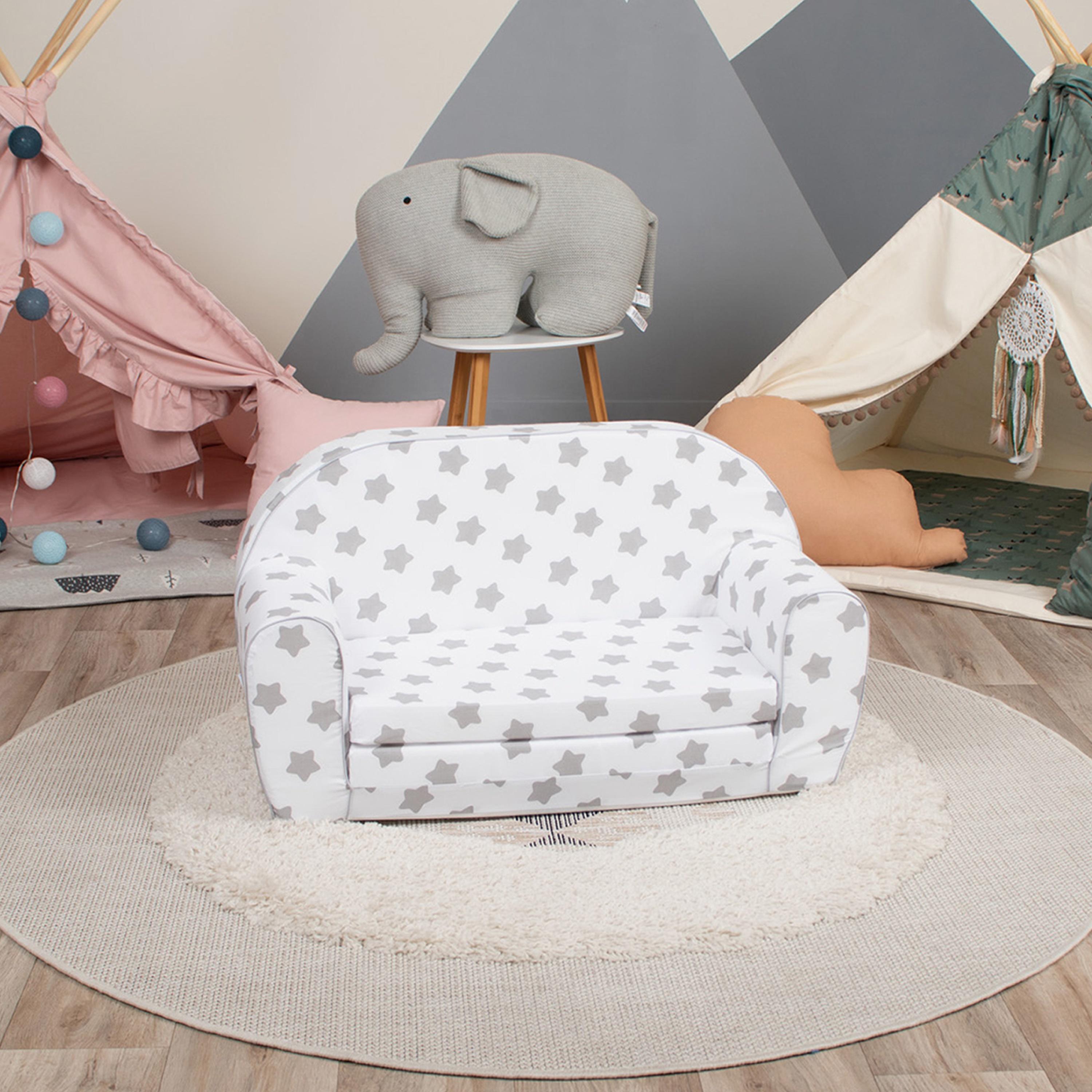 Delsit Stars Printed Sofa Cum Bed - Grey & White-baby-nursery-furniture-chairsandtables-image-1