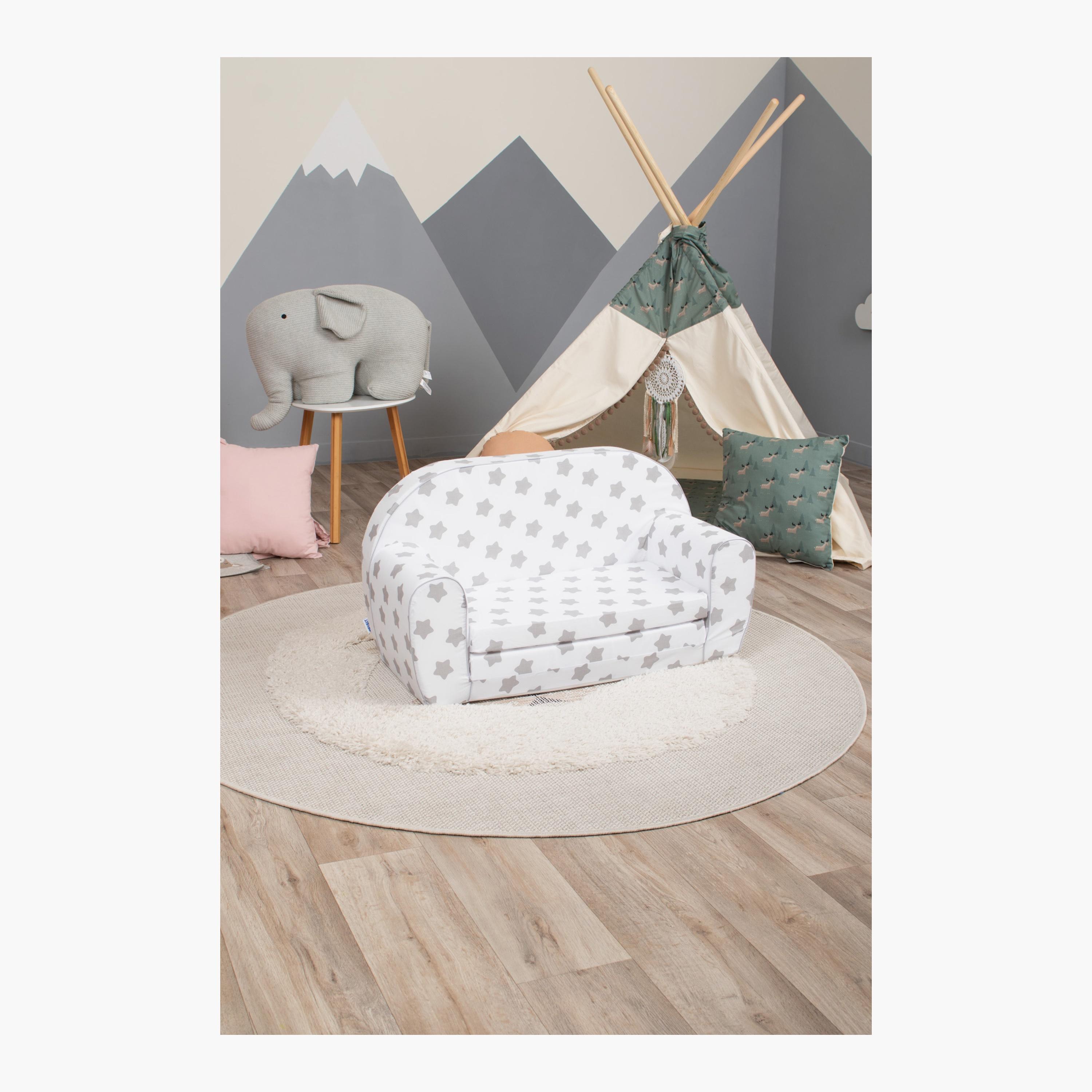 Delsit Stars Printed Sofa Cum Bed - Grey & White-baby-nursery-furniture-chairsandtables-image-2