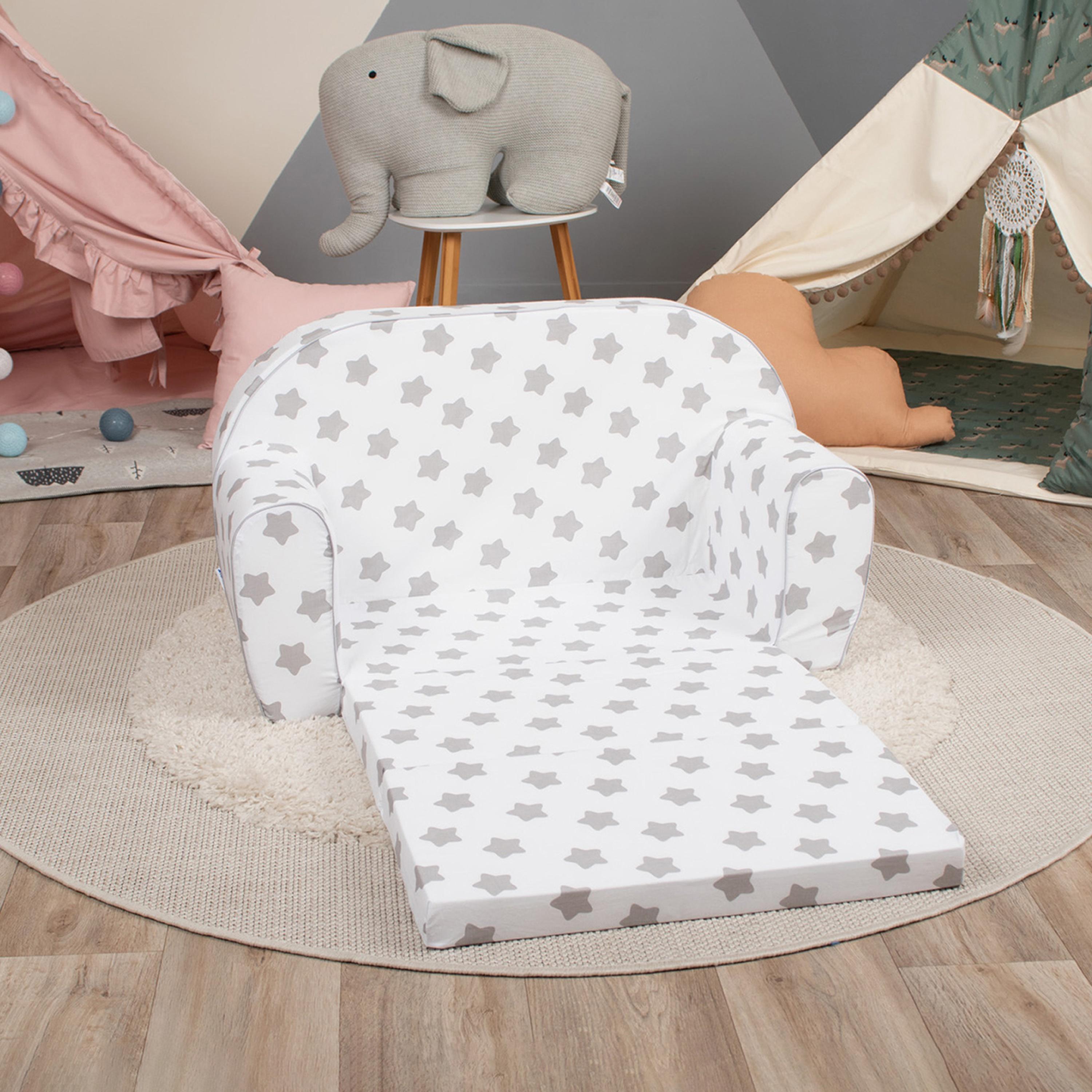 Delsit Stars Printed Sofa Cum Bed - Grey & White-baby-nursery-furniture-chairsandtables-image-3