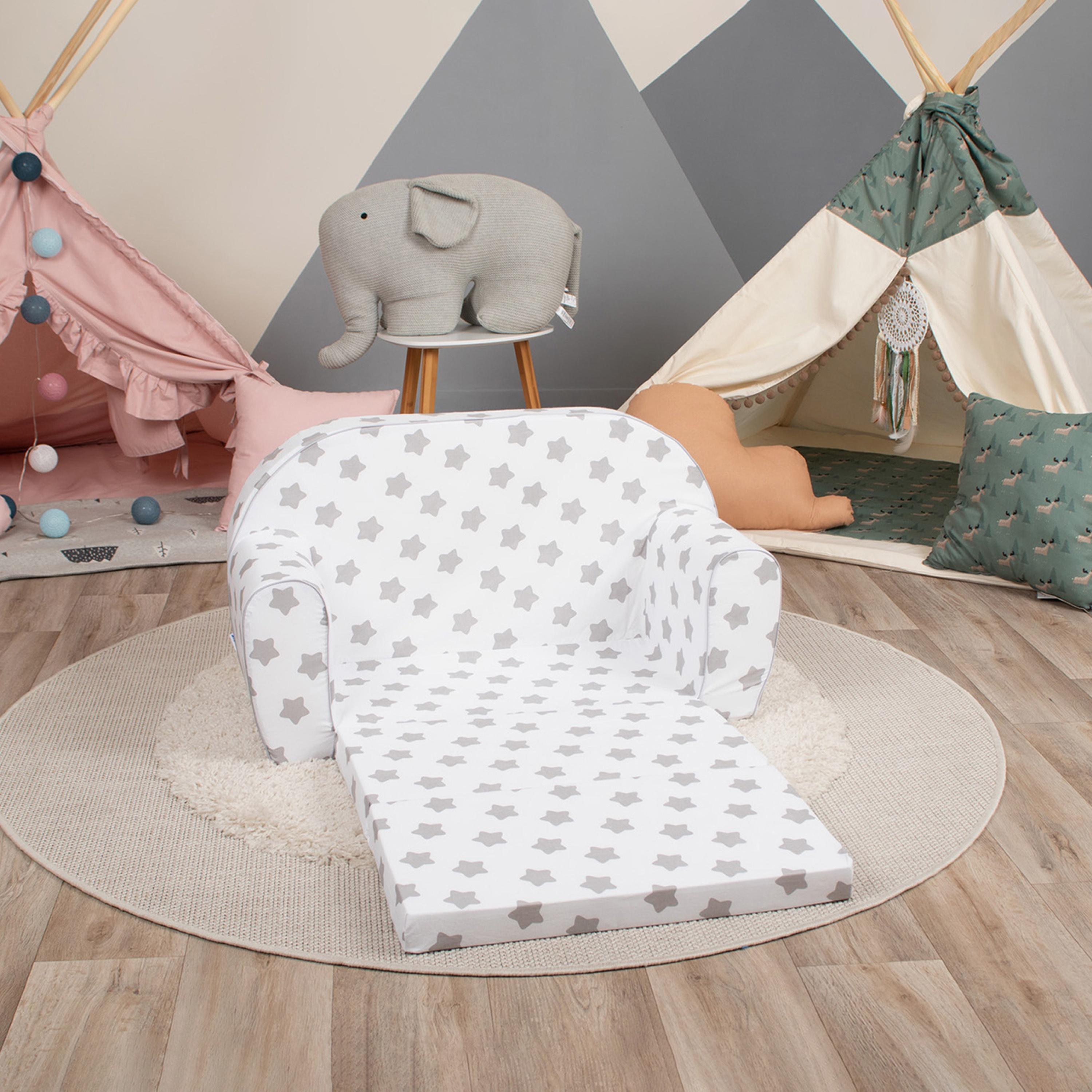 Delsit Stars Printed Sofa Cum Bed - Grey & White-baby-nursery-furniture-chairsandtables-image-4