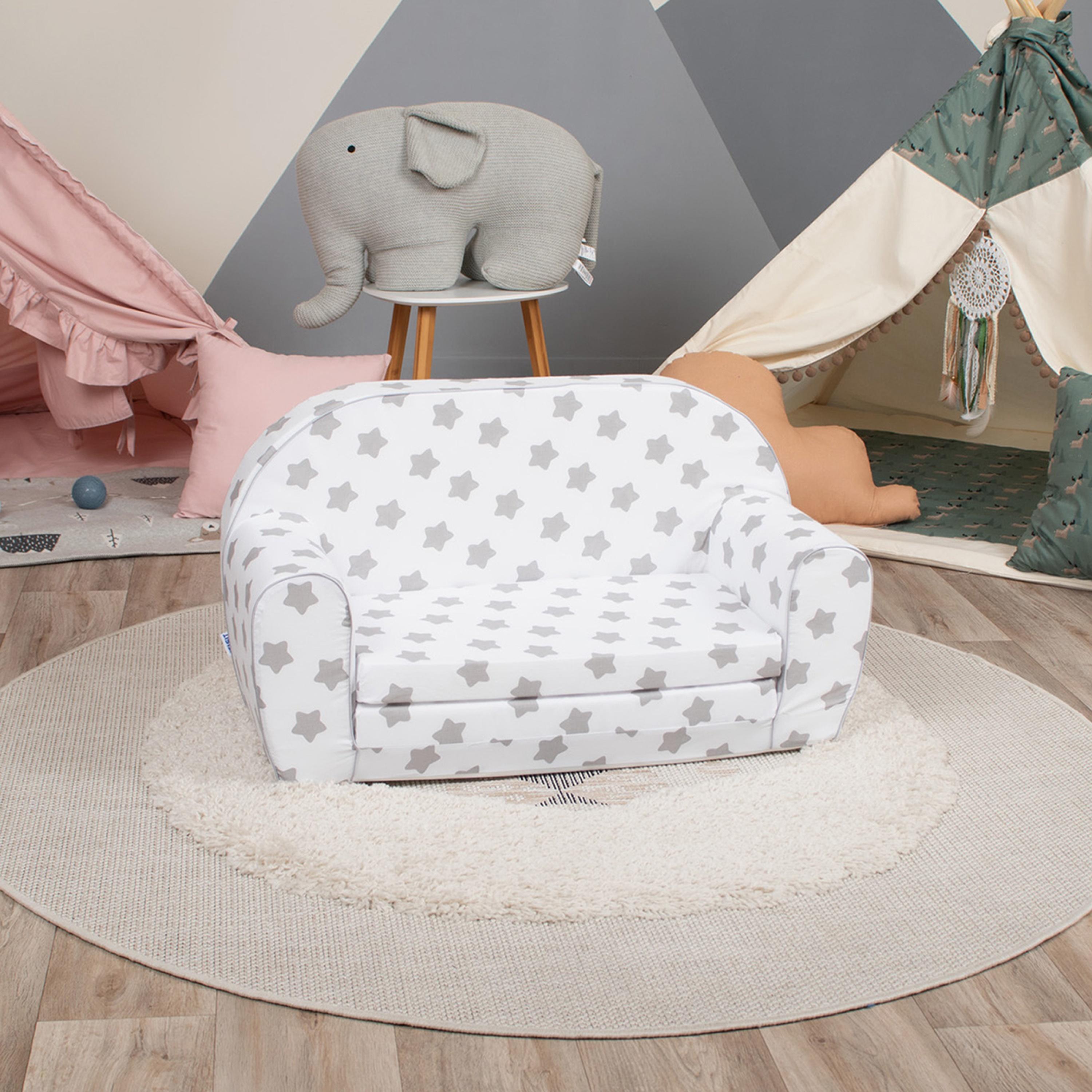 Delsit Stars Printed Sofa Cum Bed - Grey & White-baby-nursery-furniture-chairsandtables-image-5